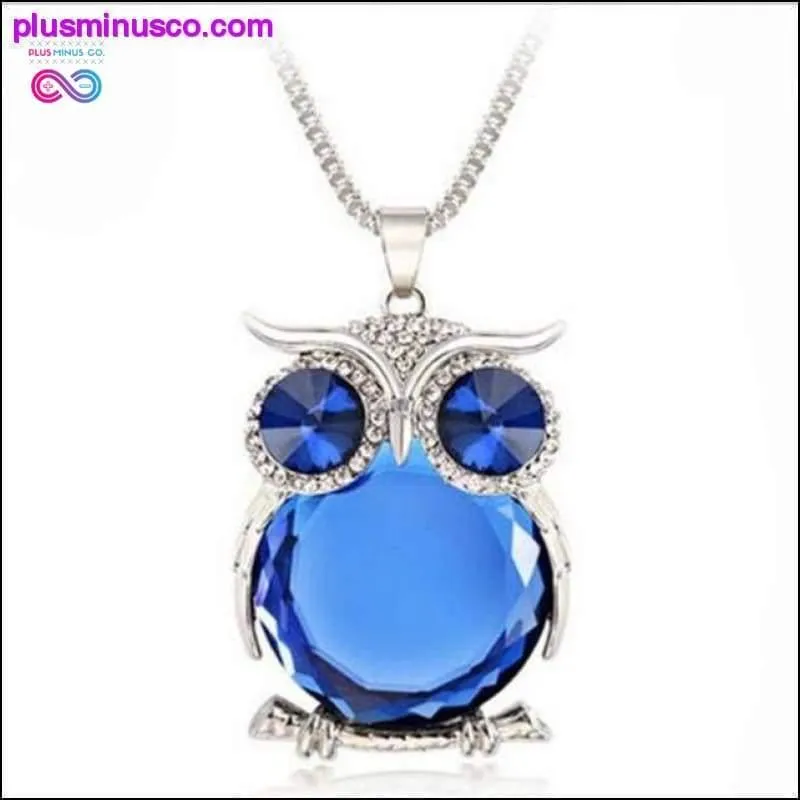 Owl Design Rhinestones Crystal Pendant Necklace ||