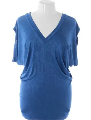 Plus Size Sexy V Soft Blue Long Top