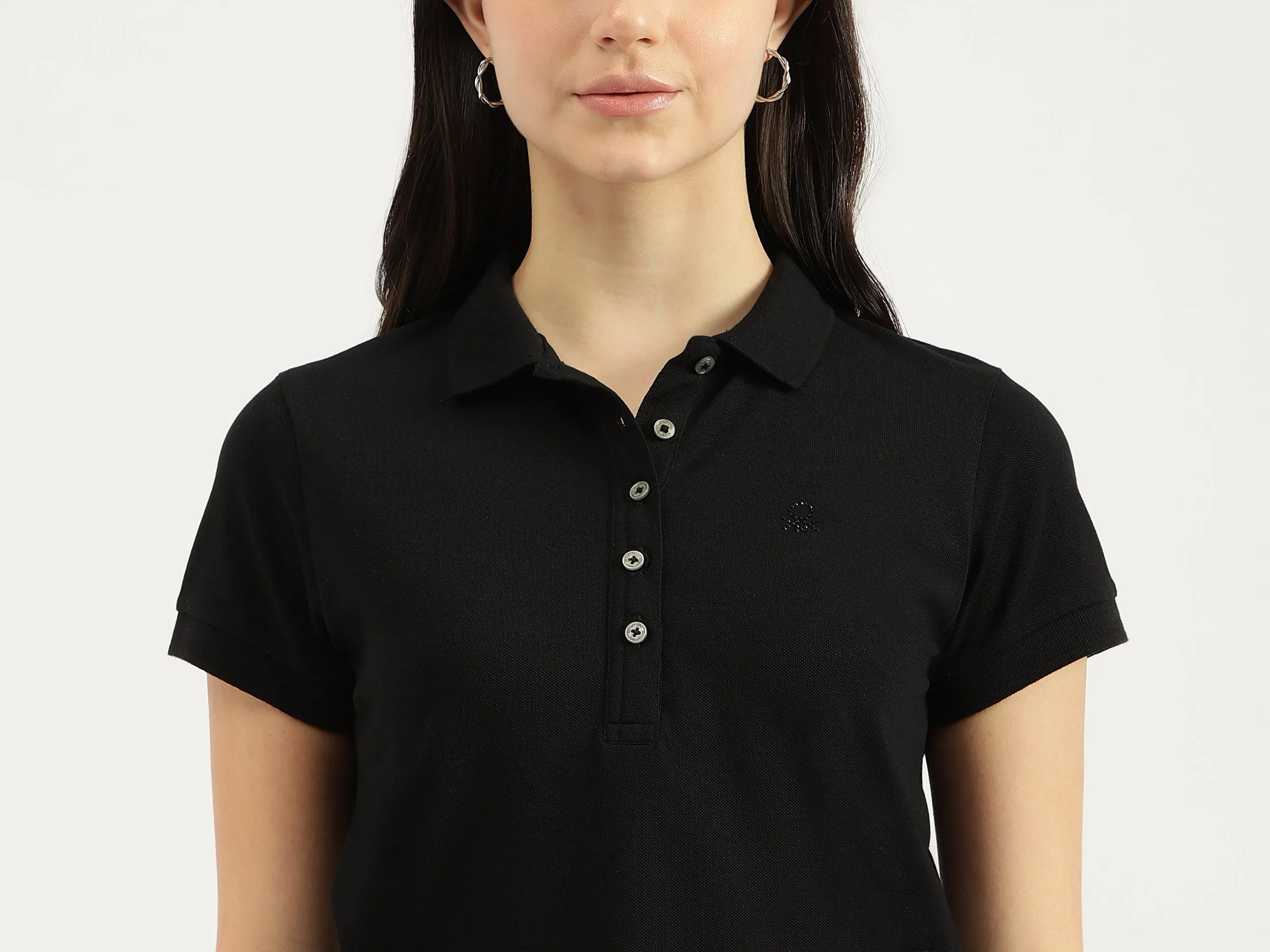Polo Neck Solid T-Shirt