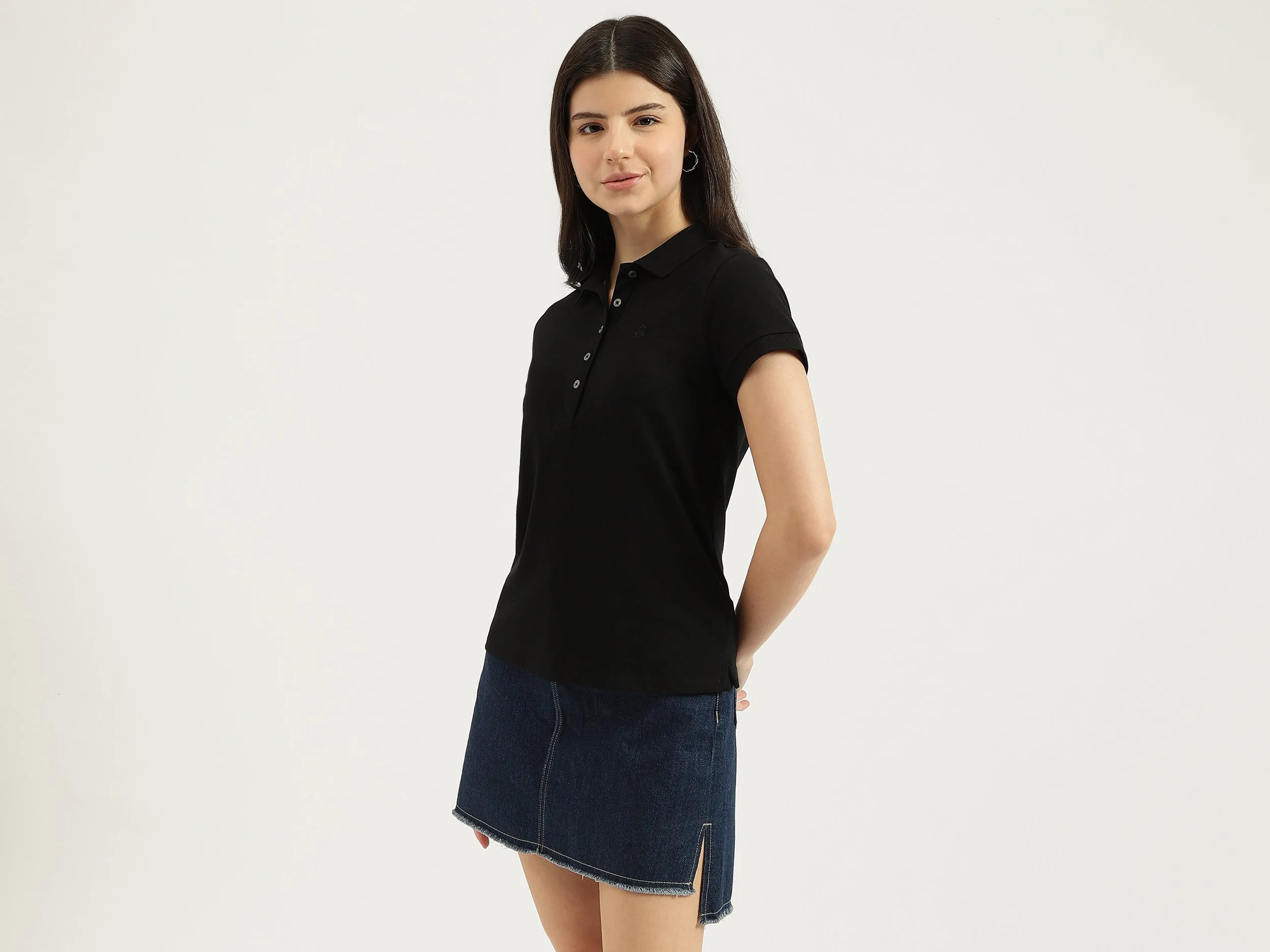 Polo Neck Solid T-Shirt