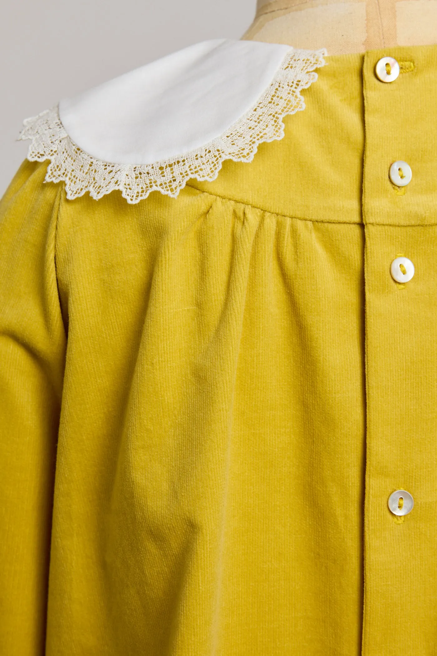 Popcorn Dress in Yellow Babycord