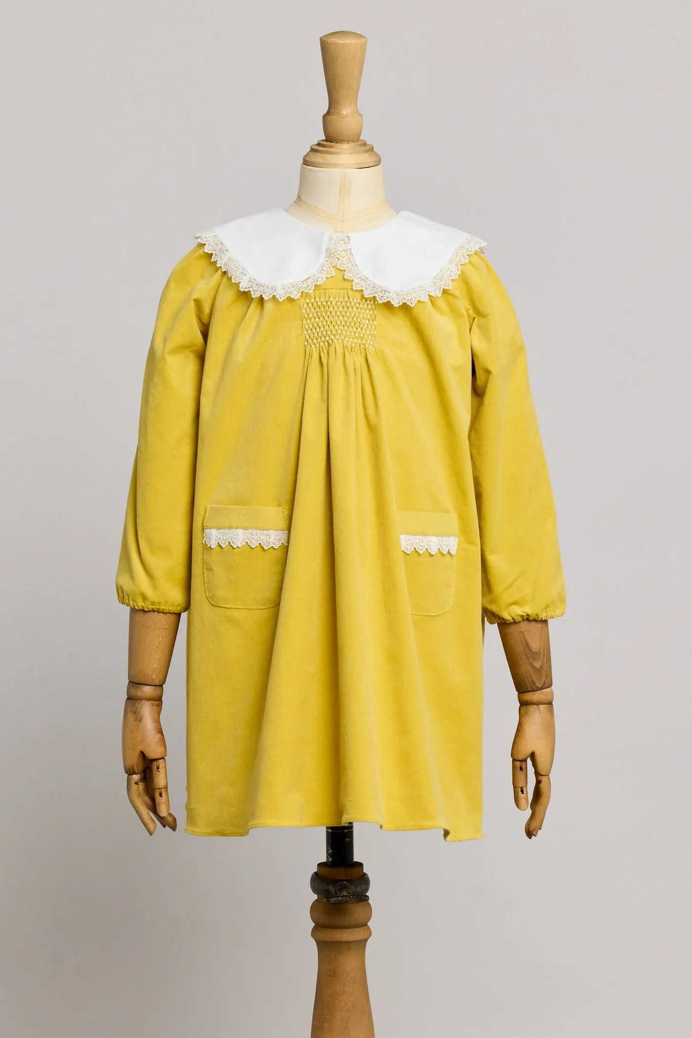 Popcorn Dress in Yellow Babycord