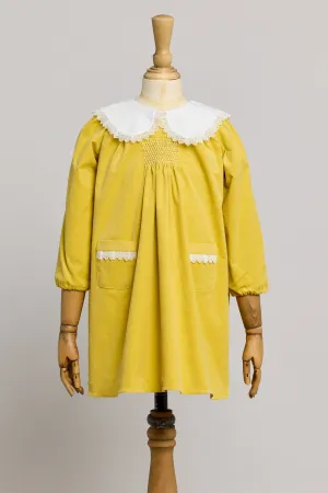 Popcorn Dress in Yellow Babycord