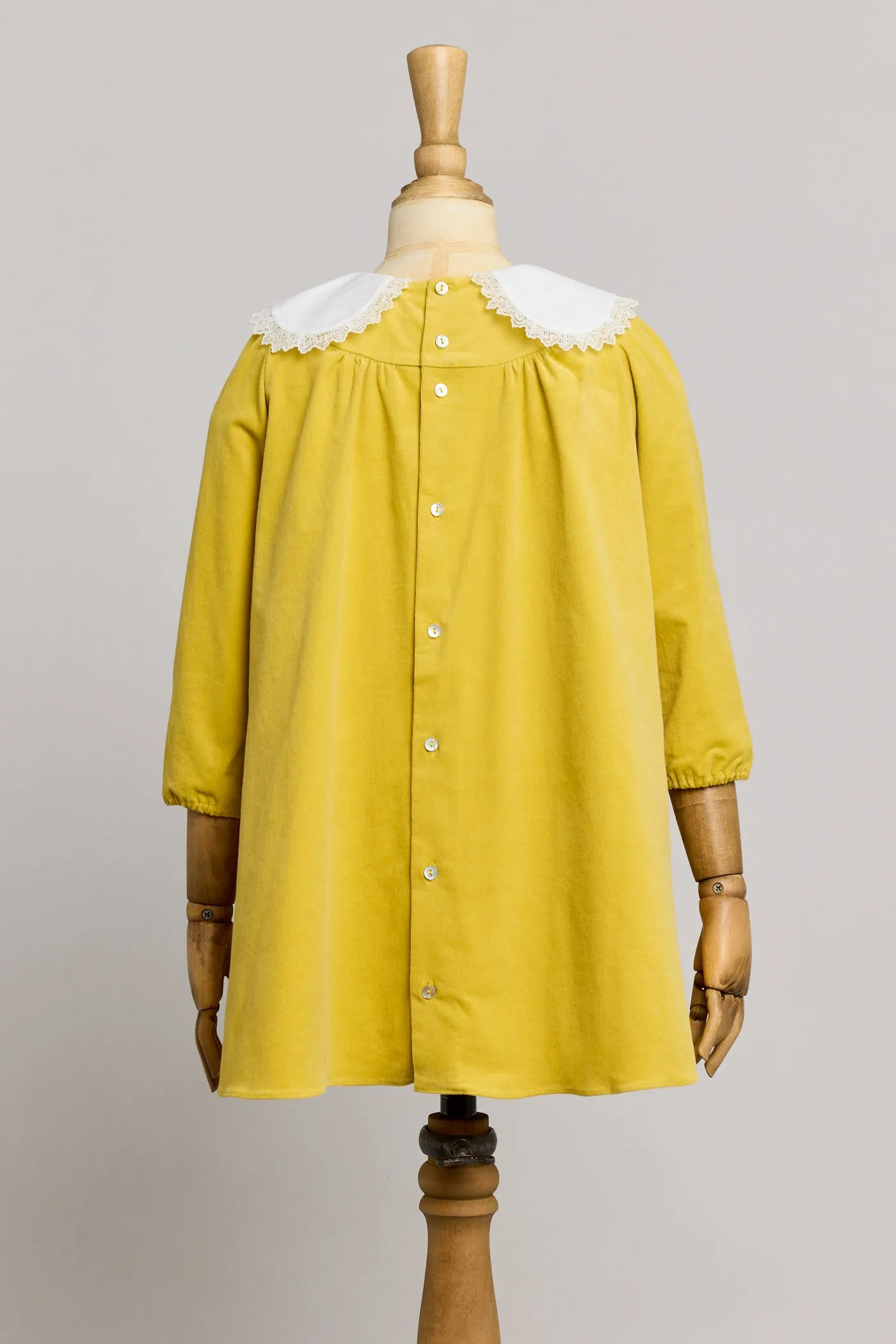Popcorn Dress in Yellow Babycord
