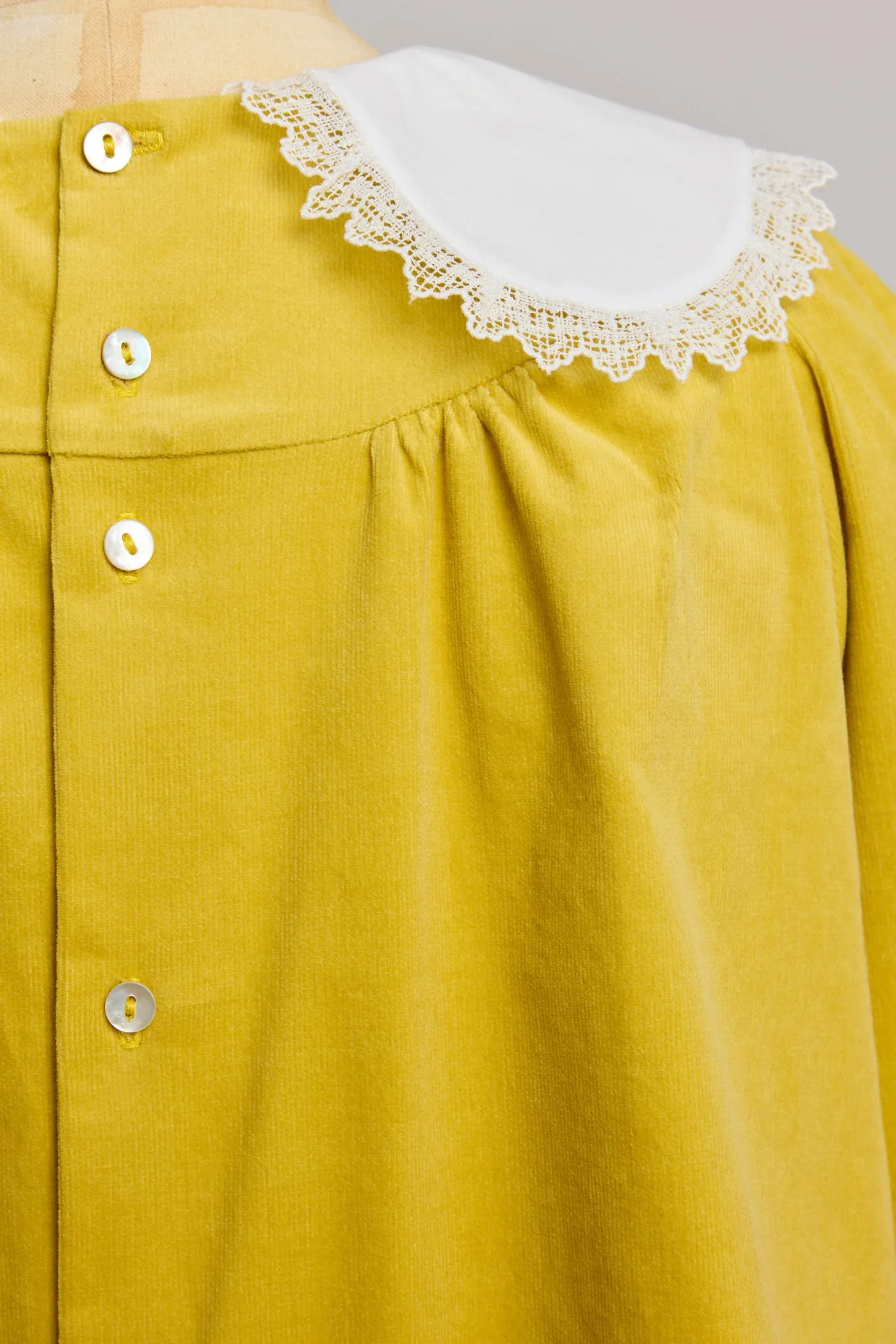 Popcorn Dress in Yellow Babycord