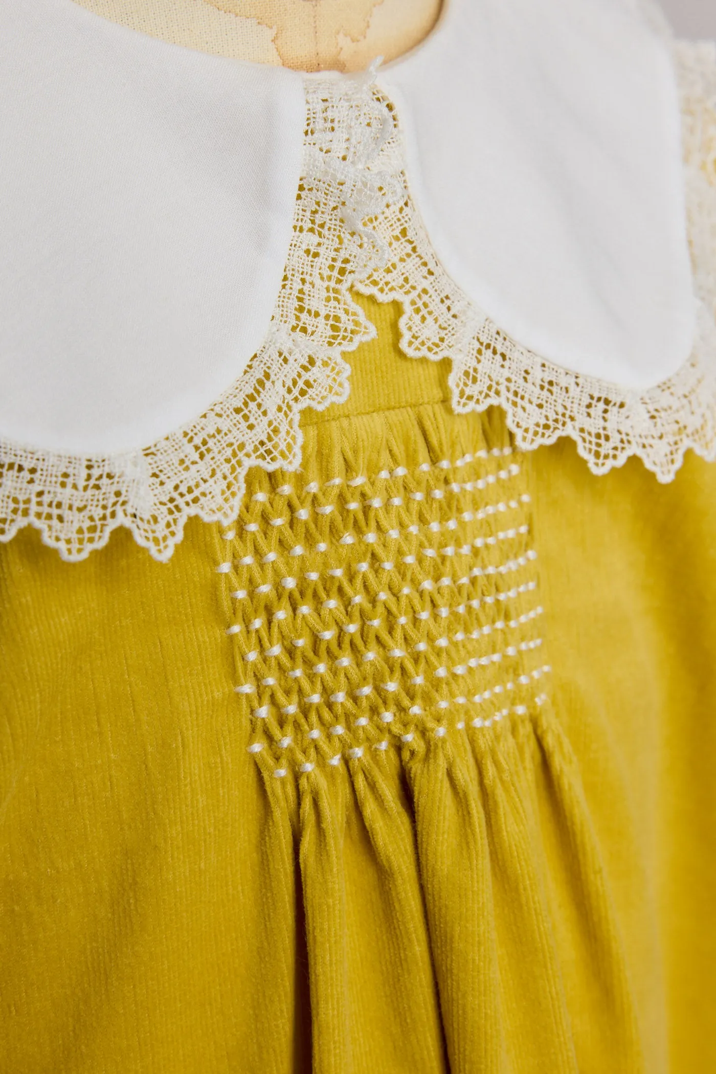 Popcorn Dress in Yellow Babycord