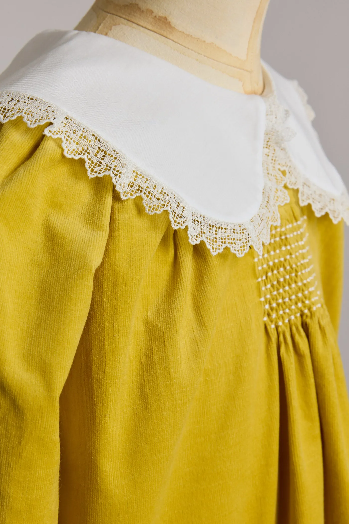 Popcorn Dress in Yellow Babycord