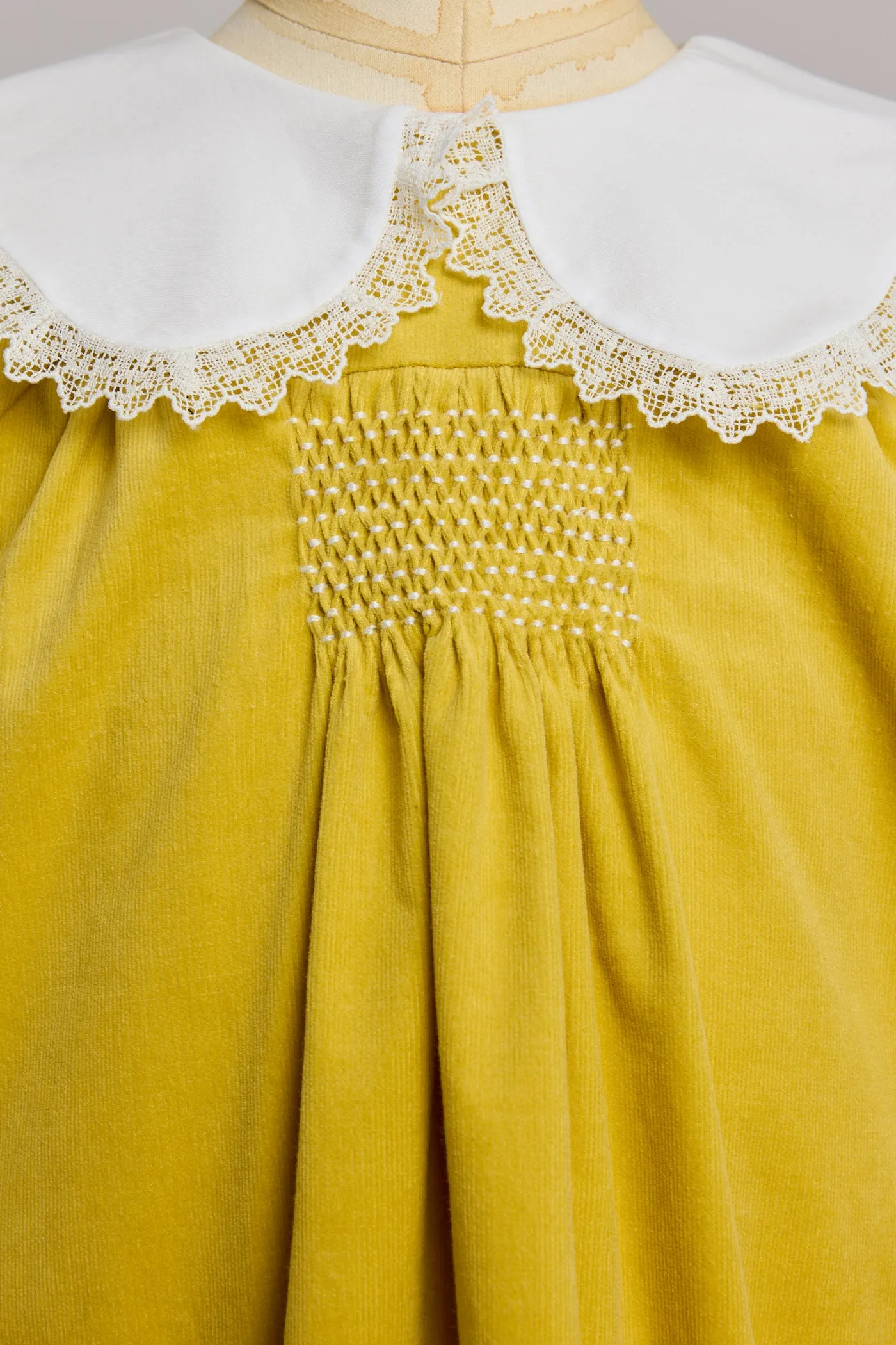 Popcorn Dress in Yellow Babycord