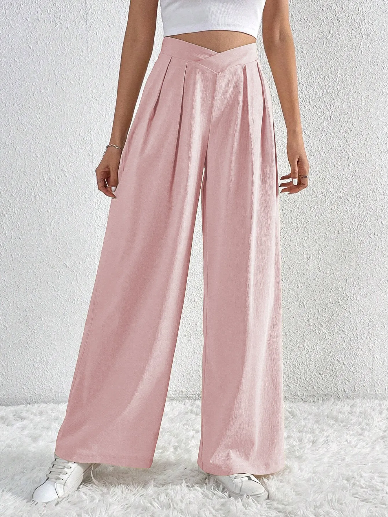 popular autumn and winter new New   women's clothing commuter wind pleated casual wide-leg pants loose trousers