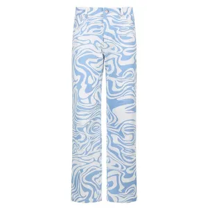 Print Straight Pants Baggy High Waist Casual Vintage