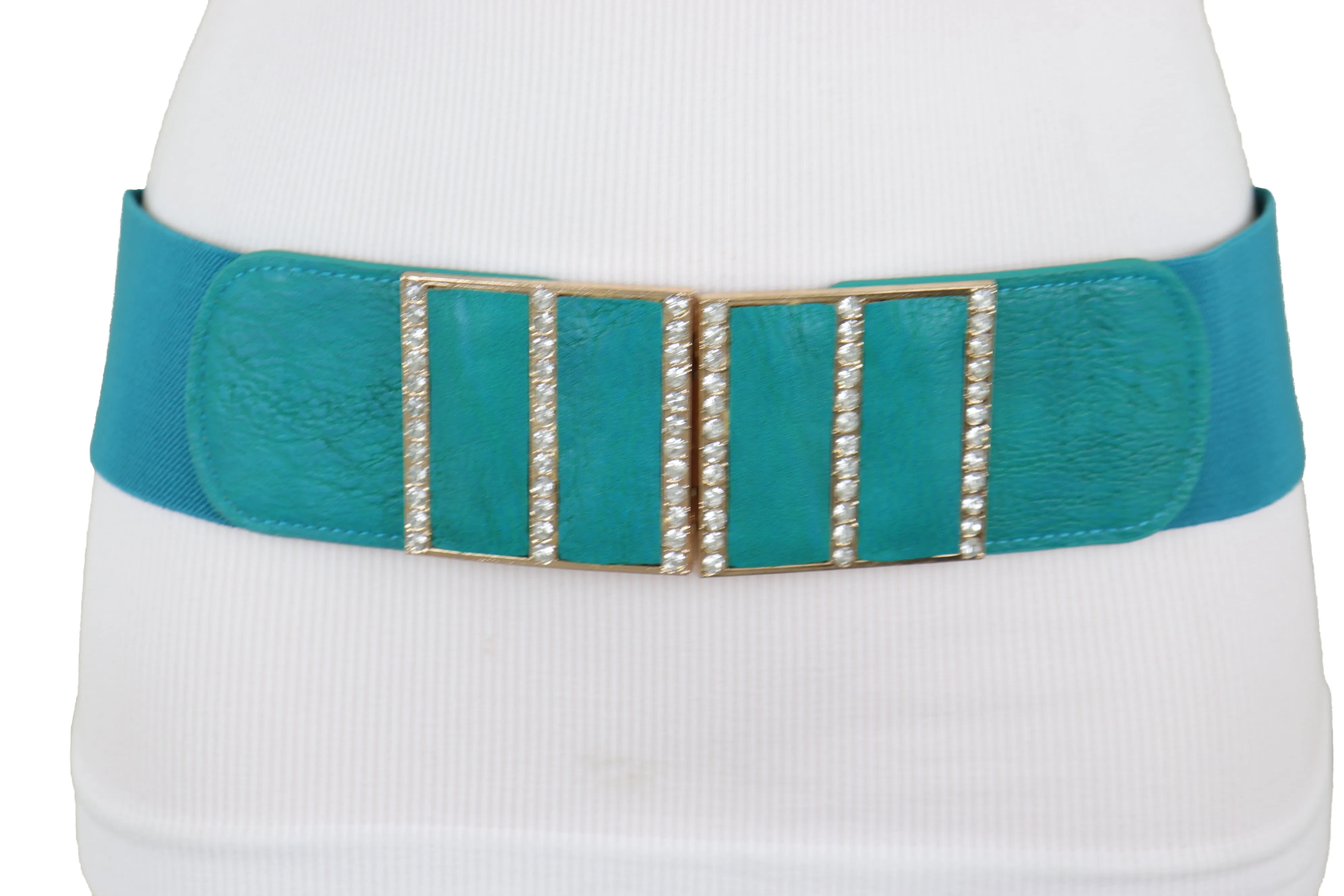 Red Elastic Wide Fashion Belt Hip High Waist Silver Heart Bling Size S M