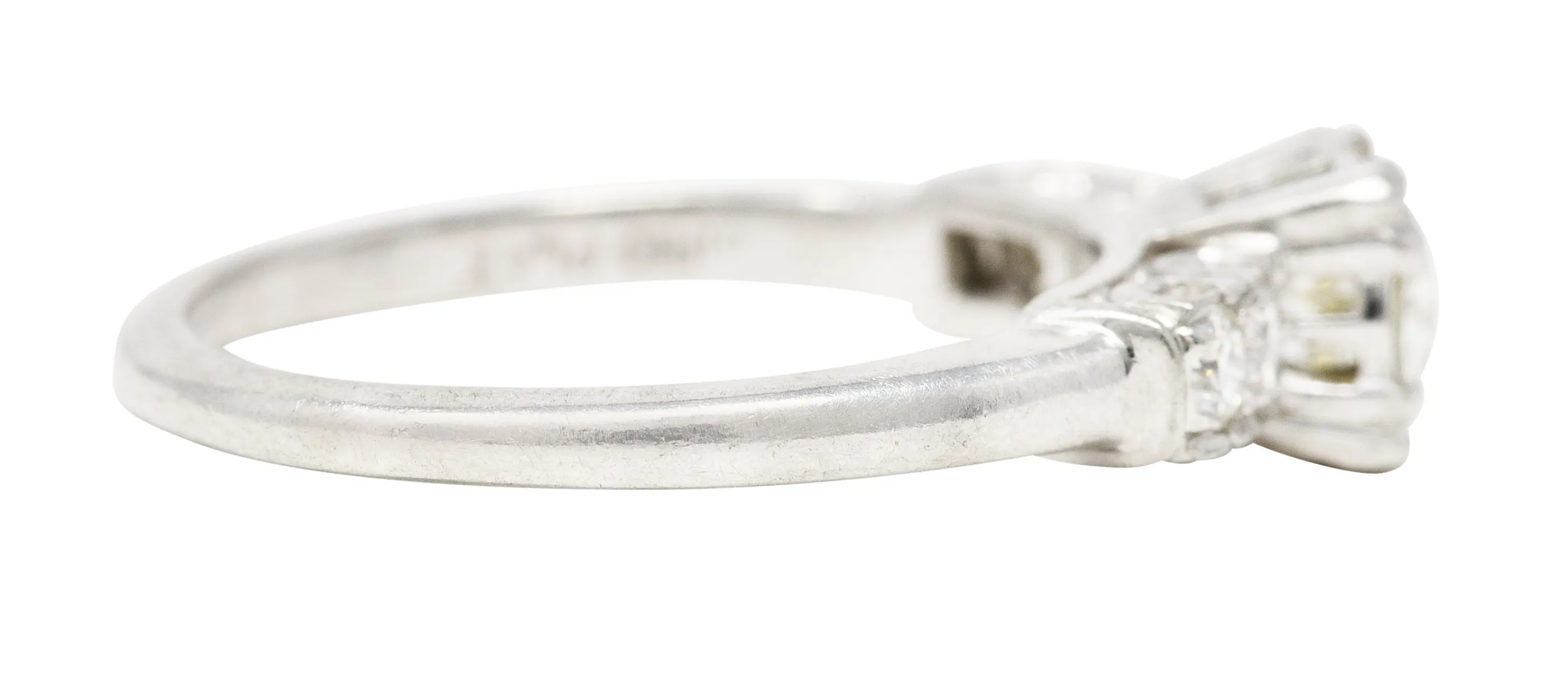 Retro 0.77 CTW Old European Diamond Platinum Fishtail Vintage Engagement Ring