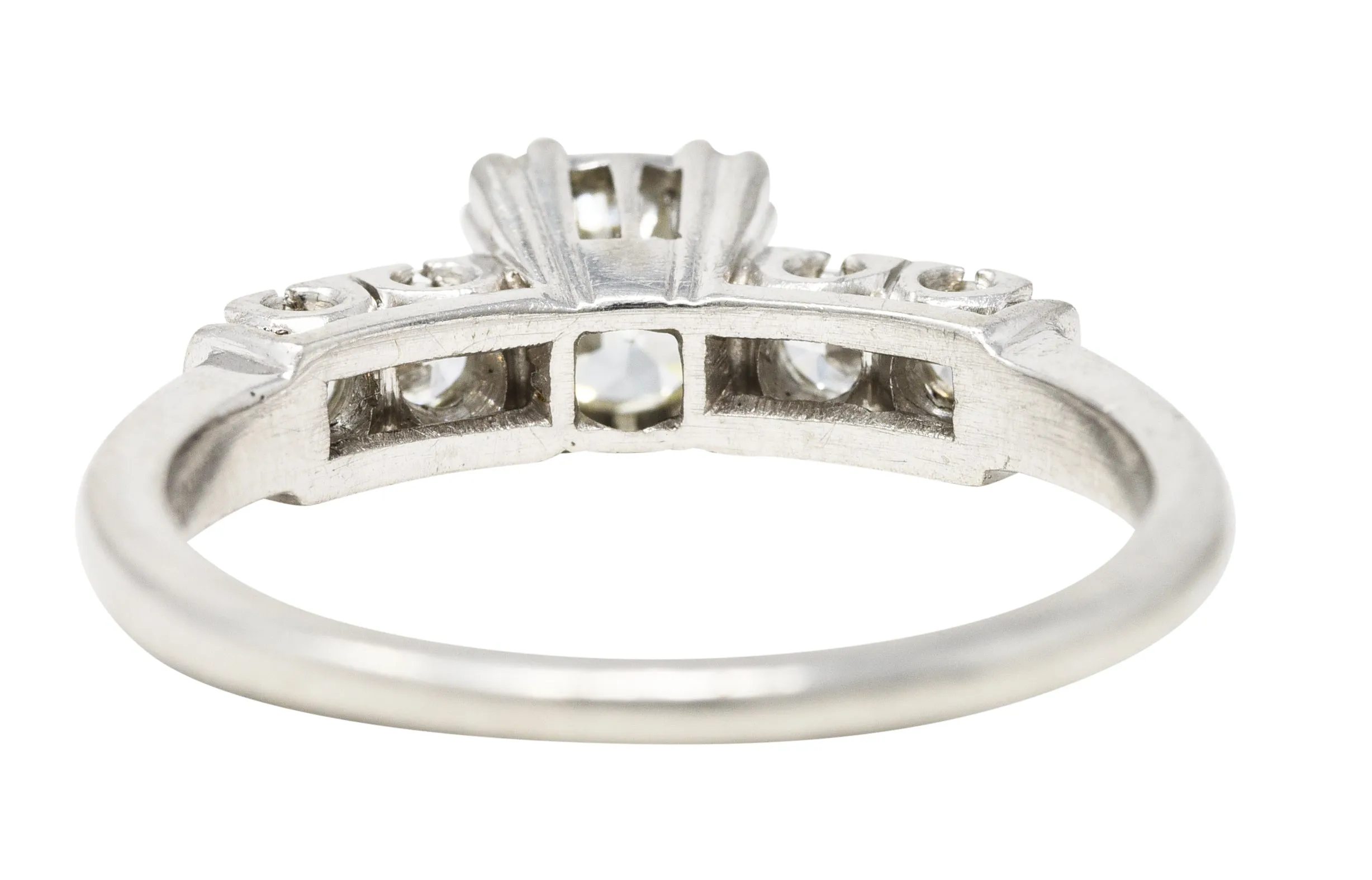 Retro 0.77 CTW Old European Diamond Platinum Fishtail Vintage Engagement Ring