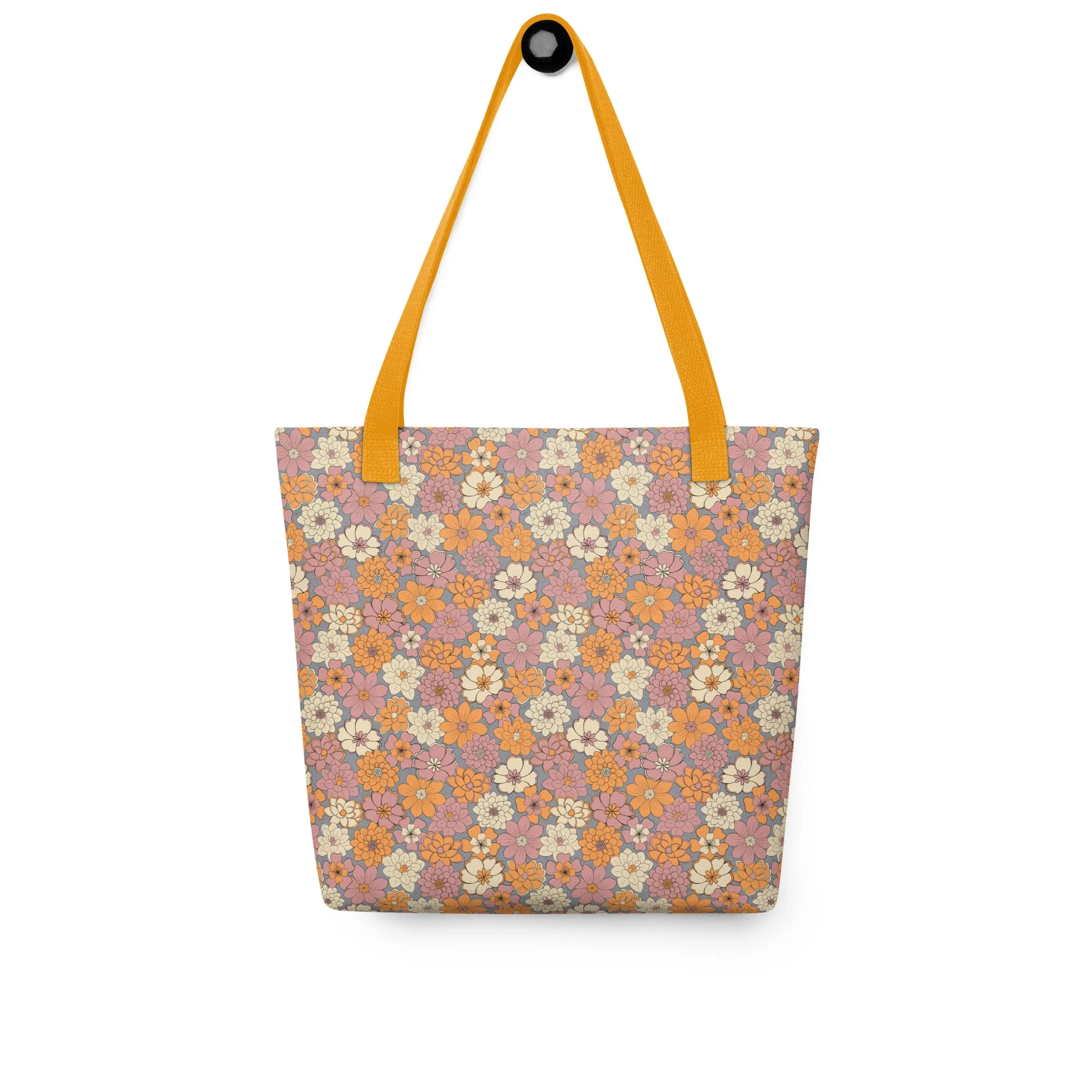 Retro Line Floral Pattern - All-Over Print Tote Bag