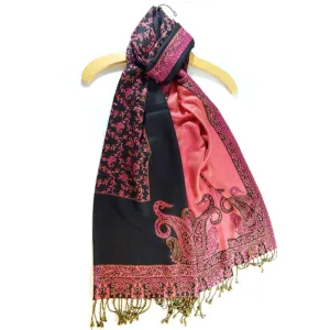 Reversible Scarf Pattern Patola Style Paisley Print Botanical Shawl