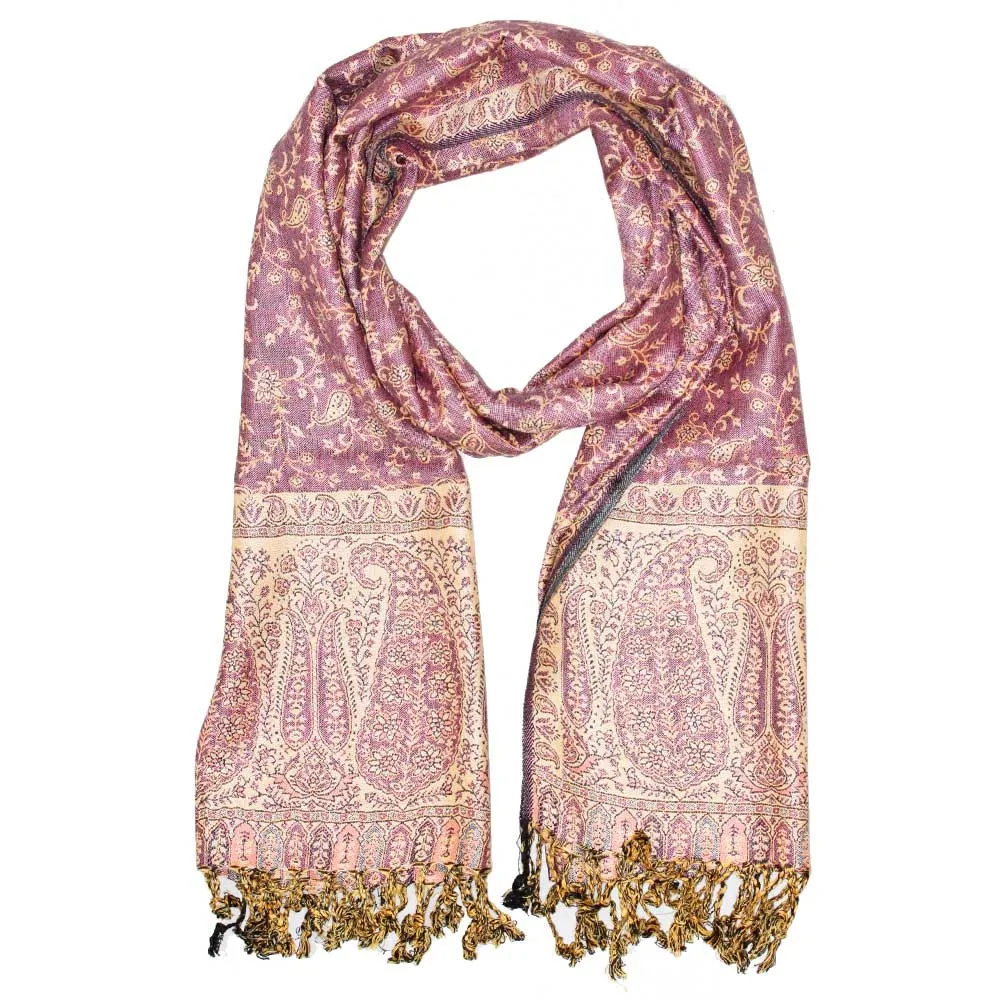Reversible Scarf Pattern Patola Style Paisley Print Botanical Shawl