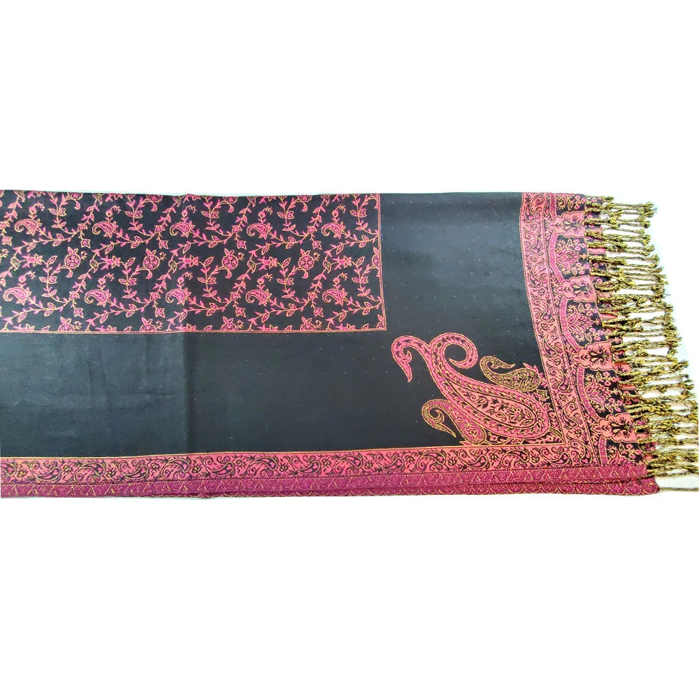 Reversible Scarf Pattern Patola Style Paisley Print Botanical Shawl