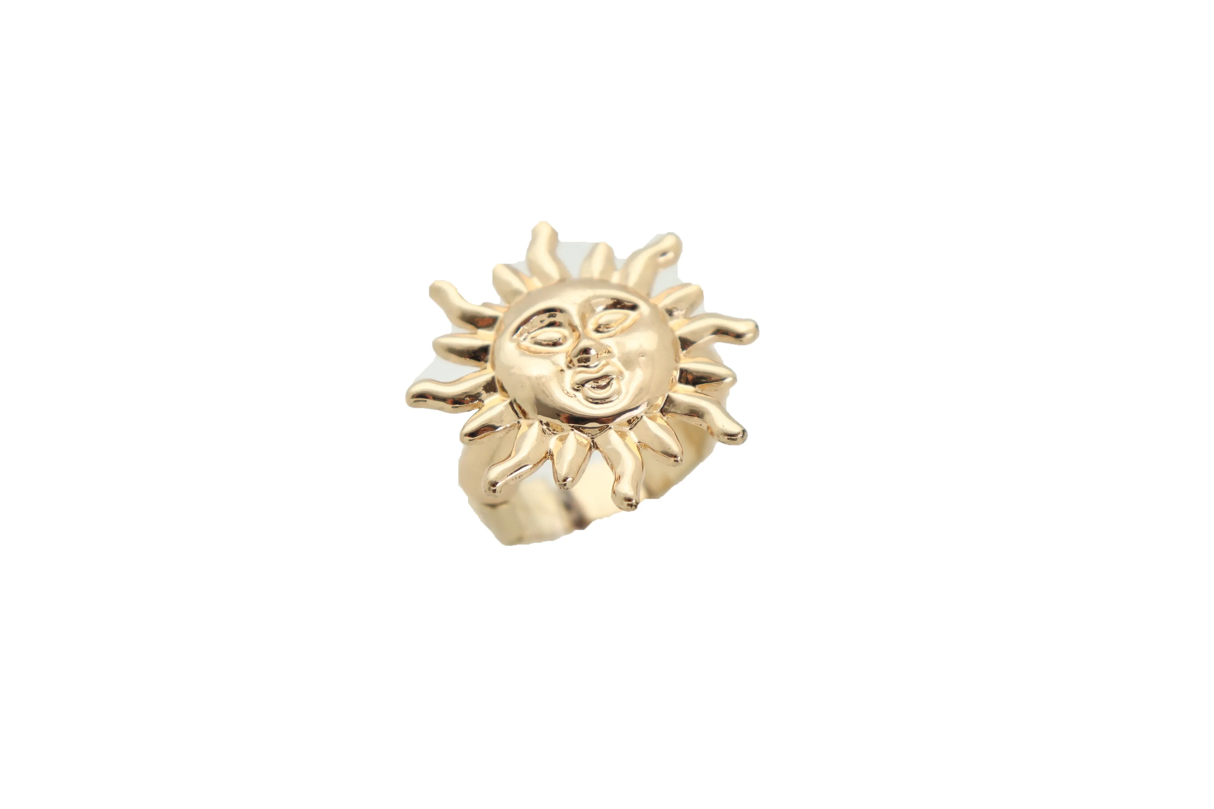 Ring Gold Metal Smiling Sun Rise One Size Elastic Band