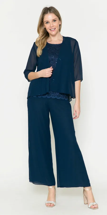 Sally Fashion 8844 Pant Suit Set Includes Jacket and Top