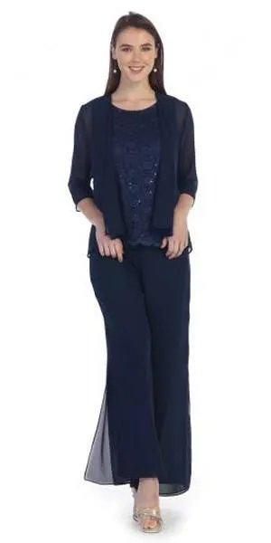Sally Fashion 8844 Pant Suit Set Includes Jacket and Top