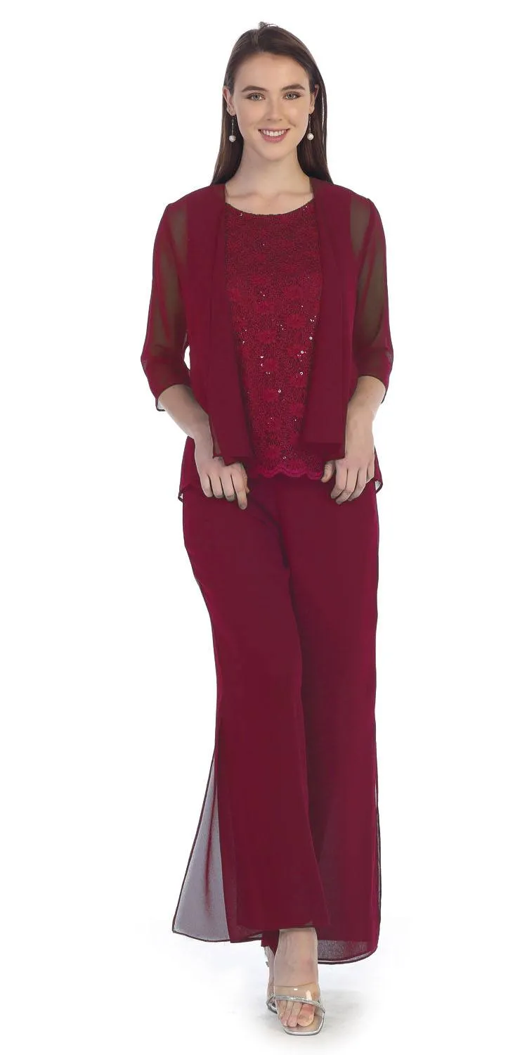 Sally Fashion 8844 Pant Suit Set Includes Jacket and Top