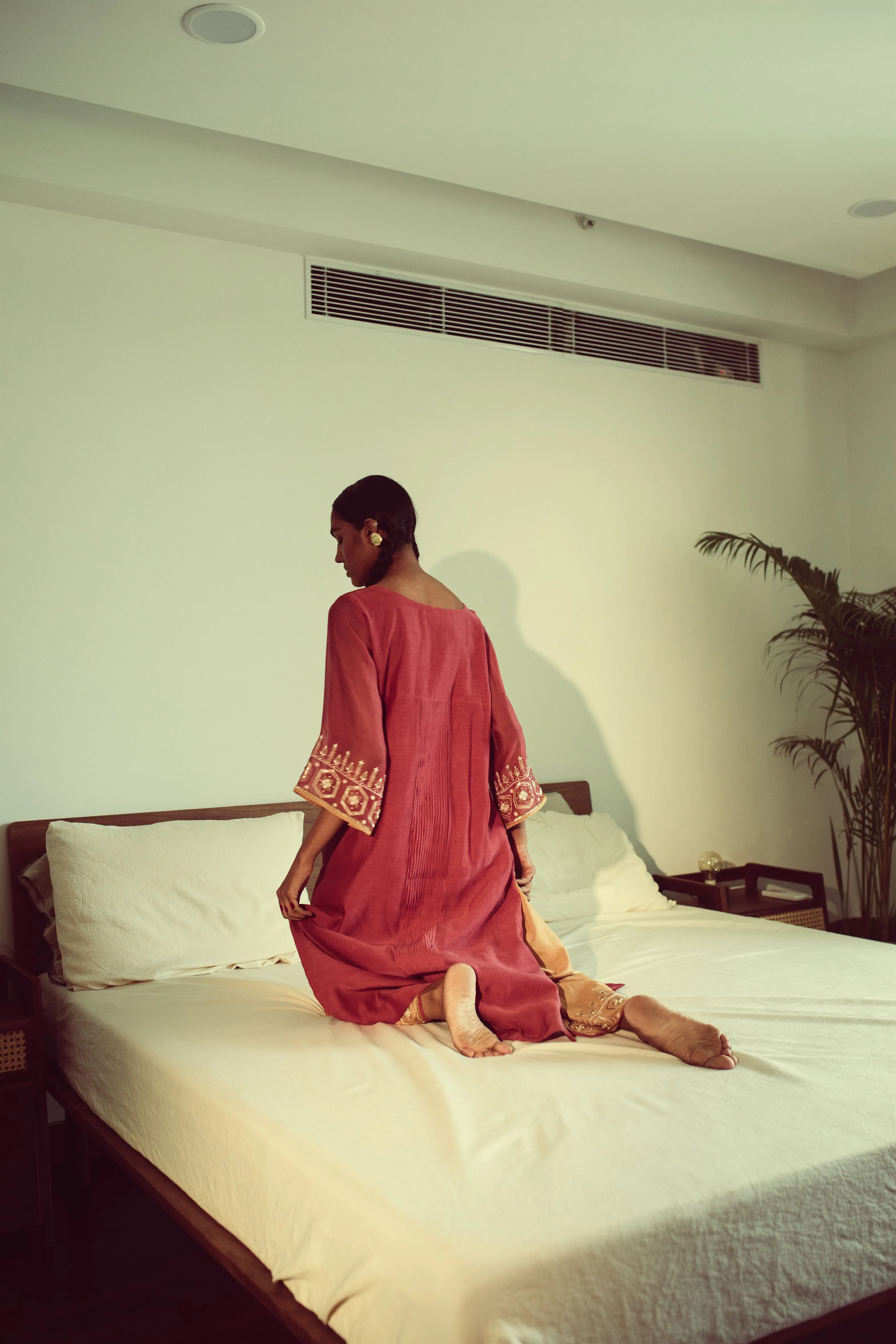 Sarang Kaur Summerhill Watermelon and Mango Jaipuri Kurta Set Chanderi silk Pants Cotton silk Chandni SK01300