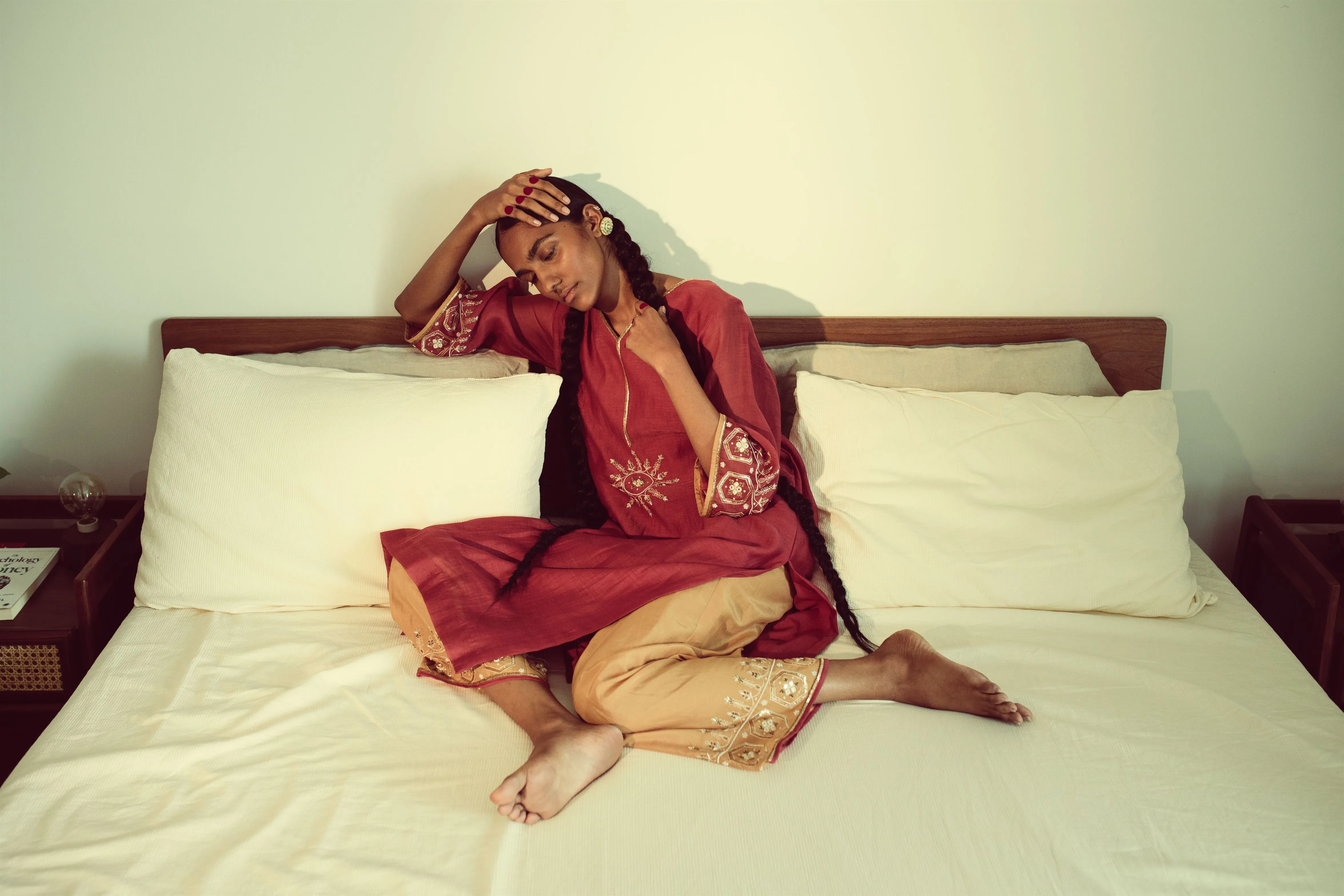 Sarang Kaur Summerhill Watermelon and Mango Jaipuri Kurta Set Chanderi silk Pants Cotton silk Chandni SK01300