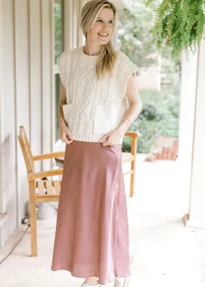Satin Chestnut Maxi Skirt