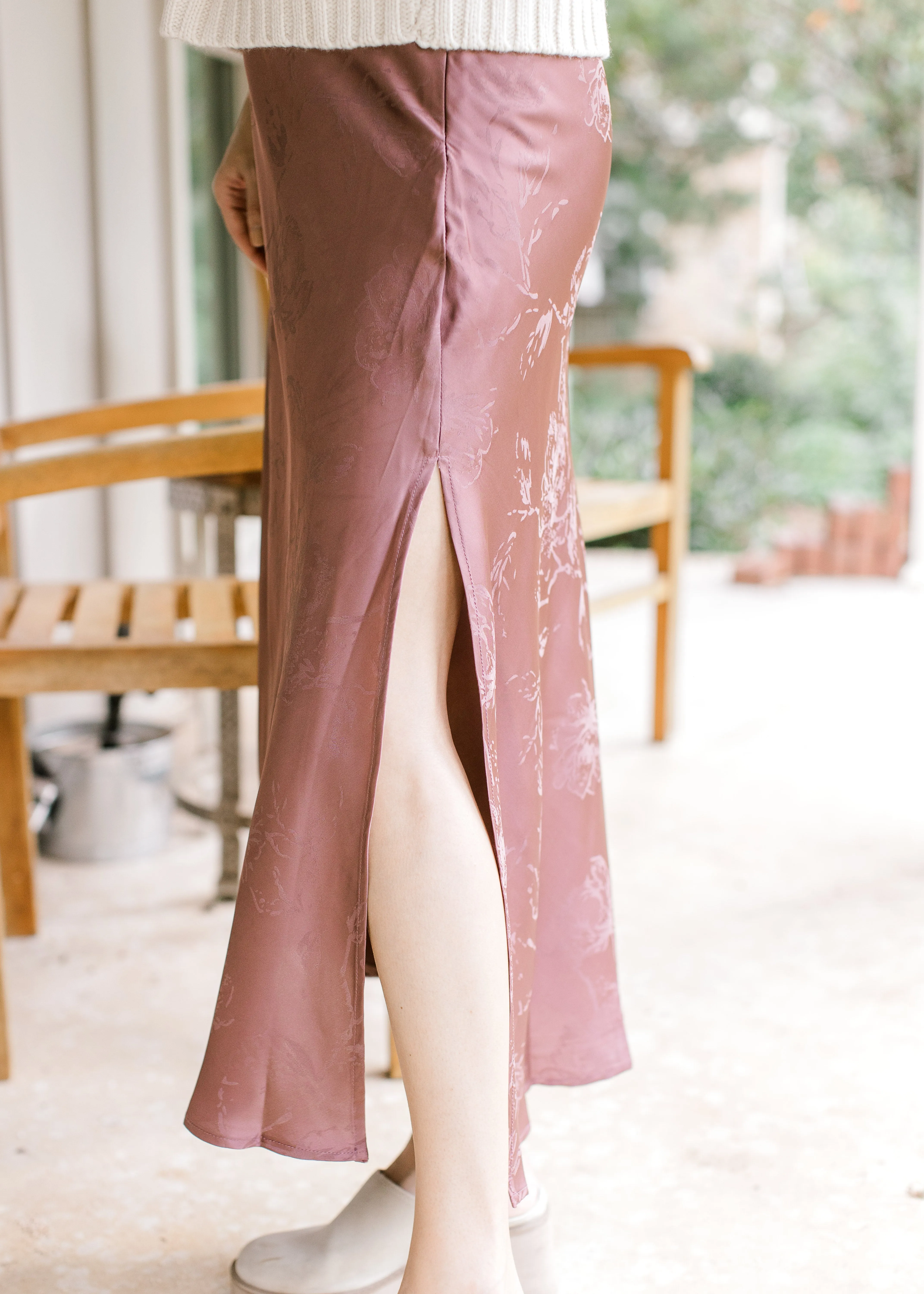 Satin Chestnut Maxi Skirt
