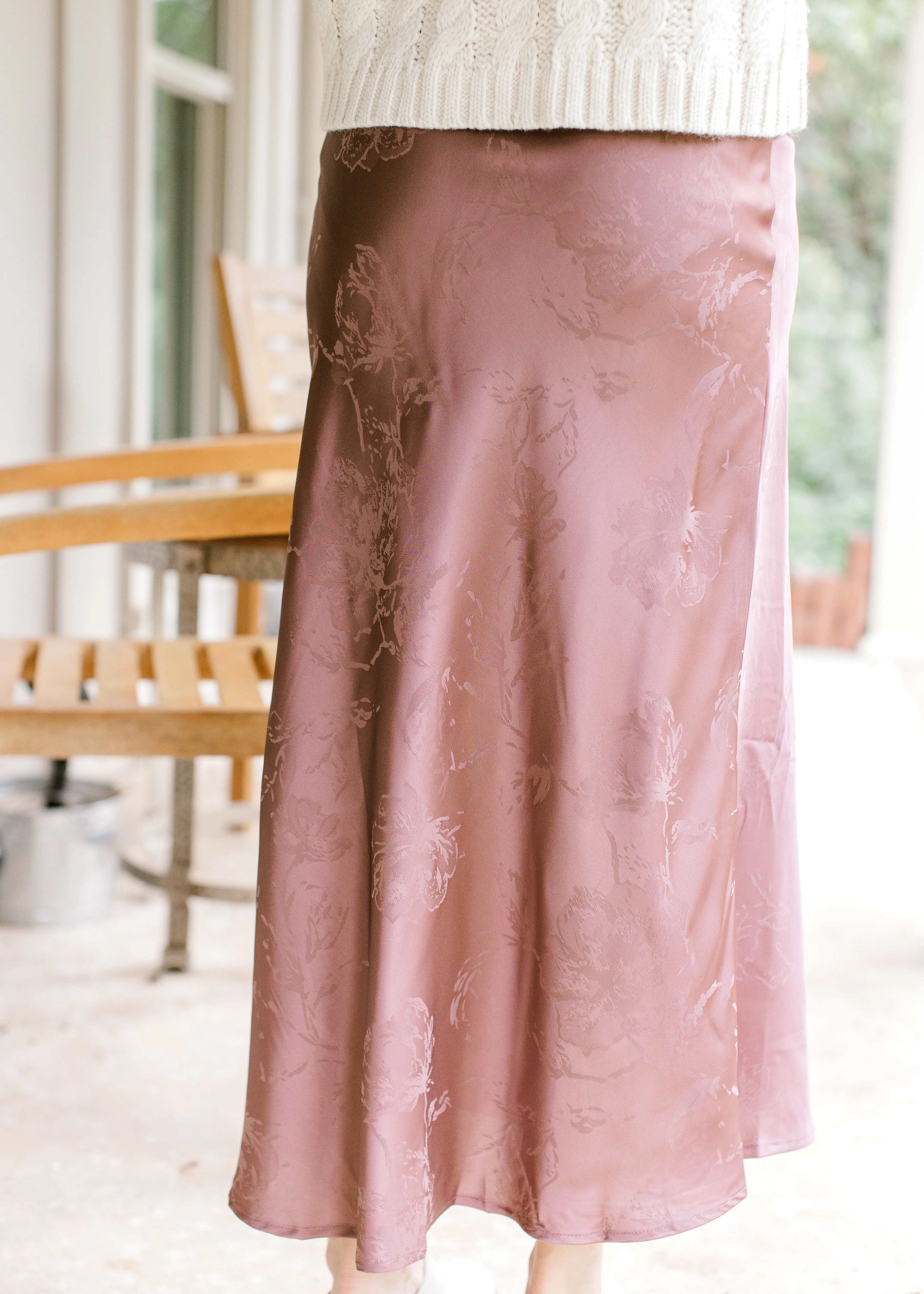 Satin Chestnut Maxi Skirt