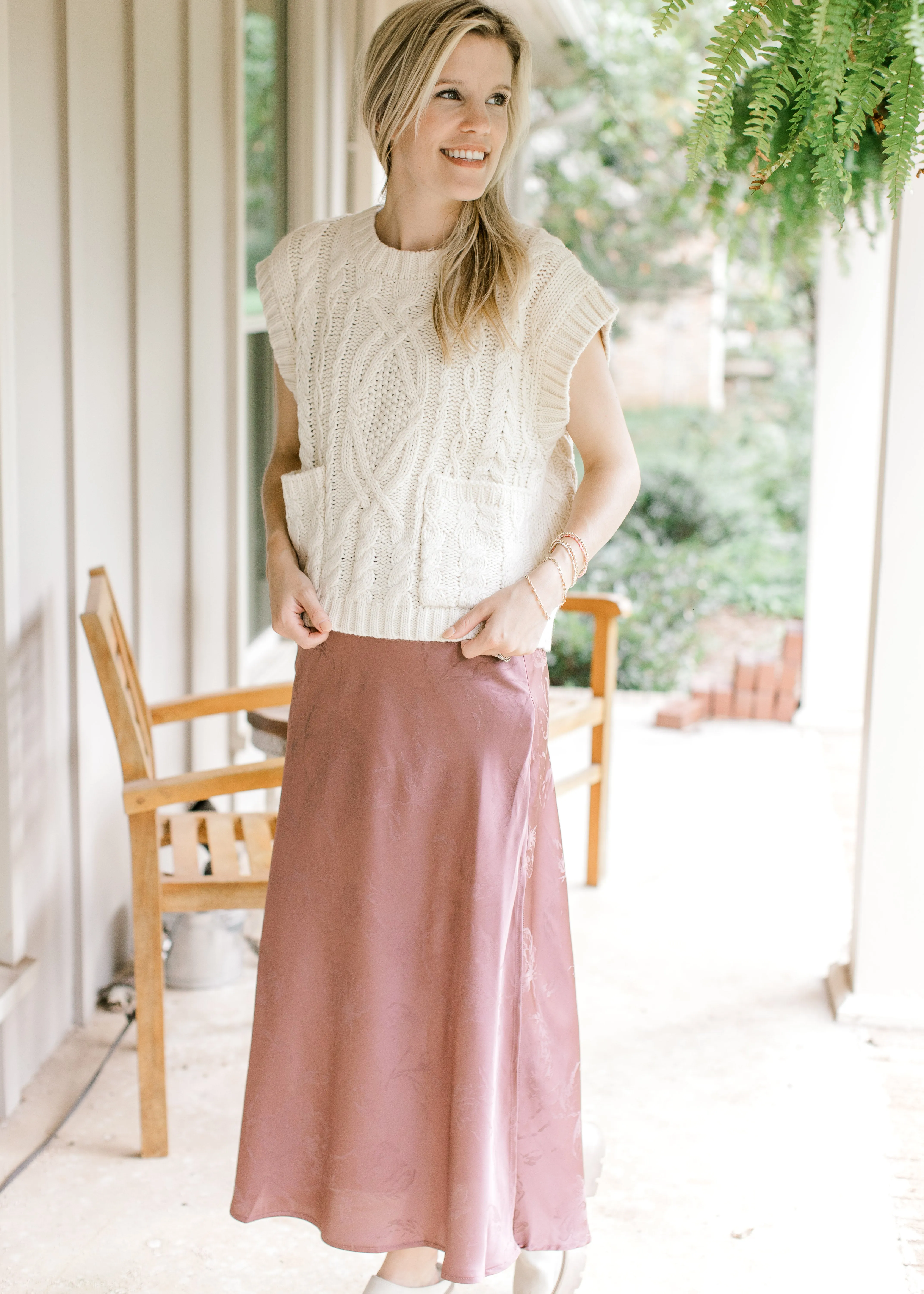 Satin Chestnut Maxi Skirt