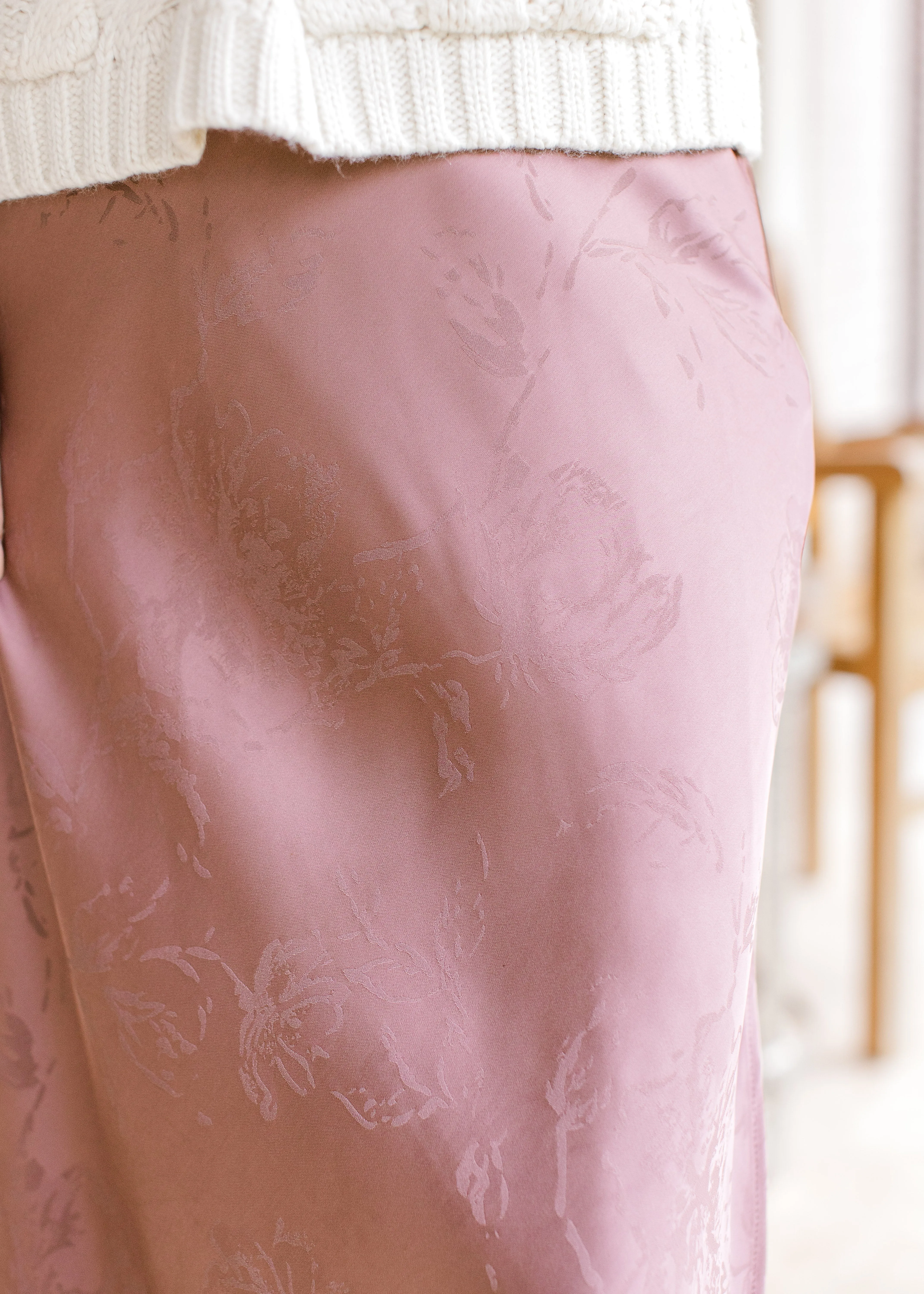 Satin Chestnut Maxi Skirt
