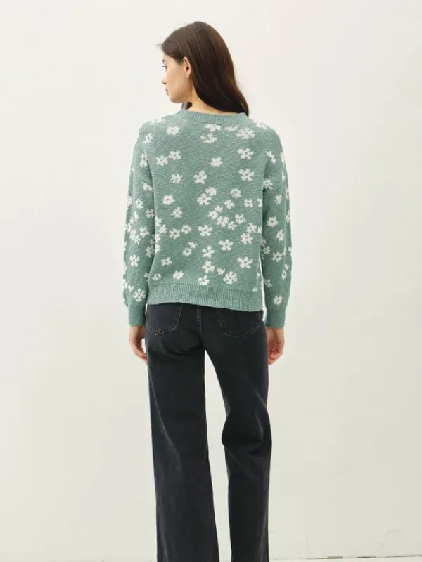 Sea Green Floral Sweater