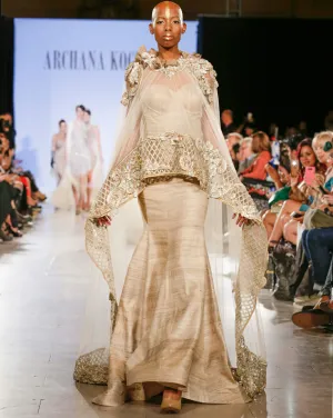 Sem Violência Fishtail Cape Gown