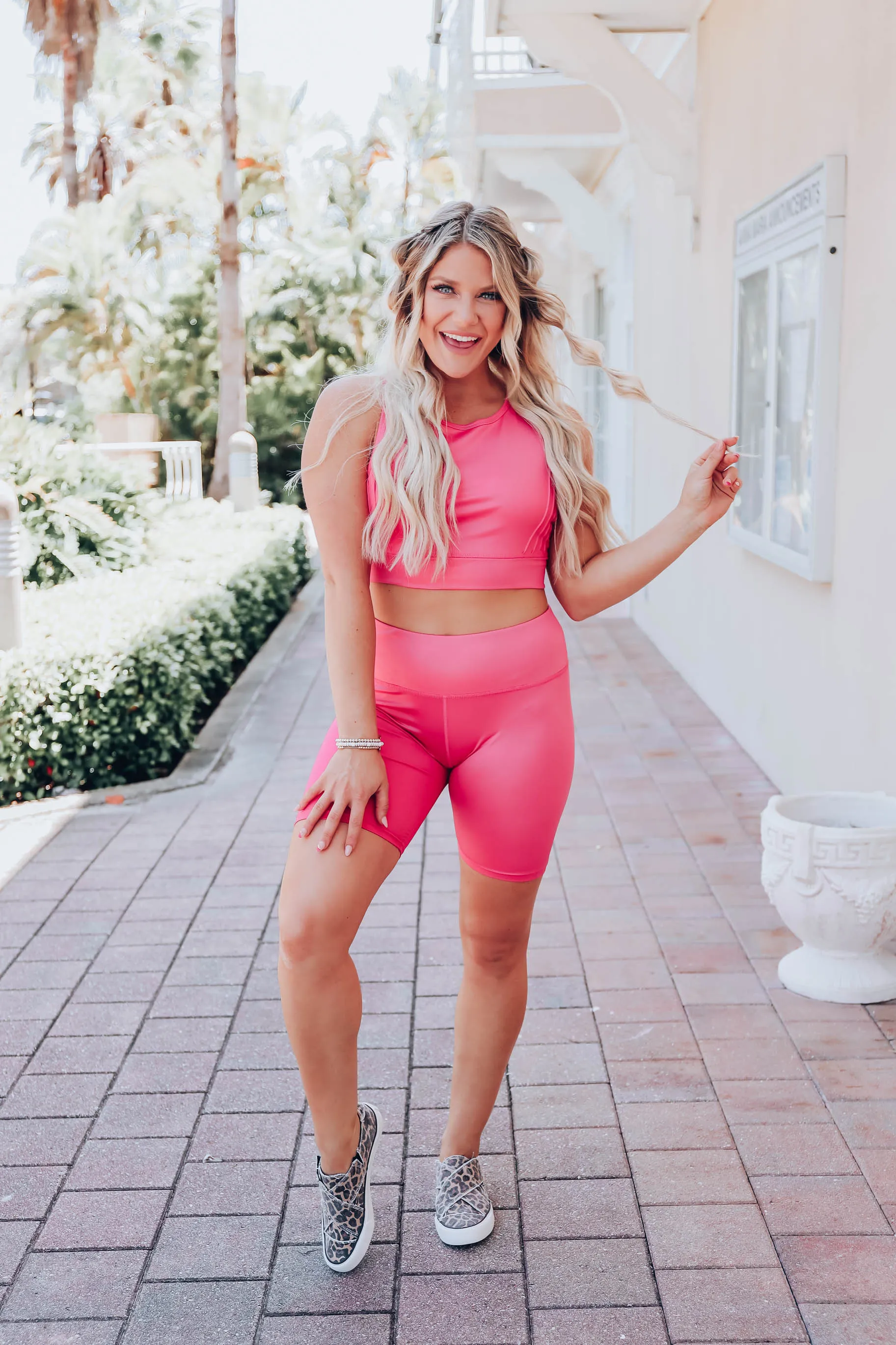 Shine Bright Biker Short Set - Pink