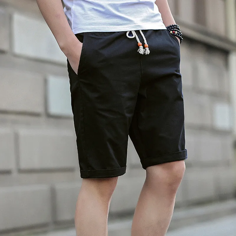 Shorts Men Summer Fashion Mens Shorts Casual Black Cotton Slim Bermuda Masculina Beach Shorts Joggers Trousers Solid Color