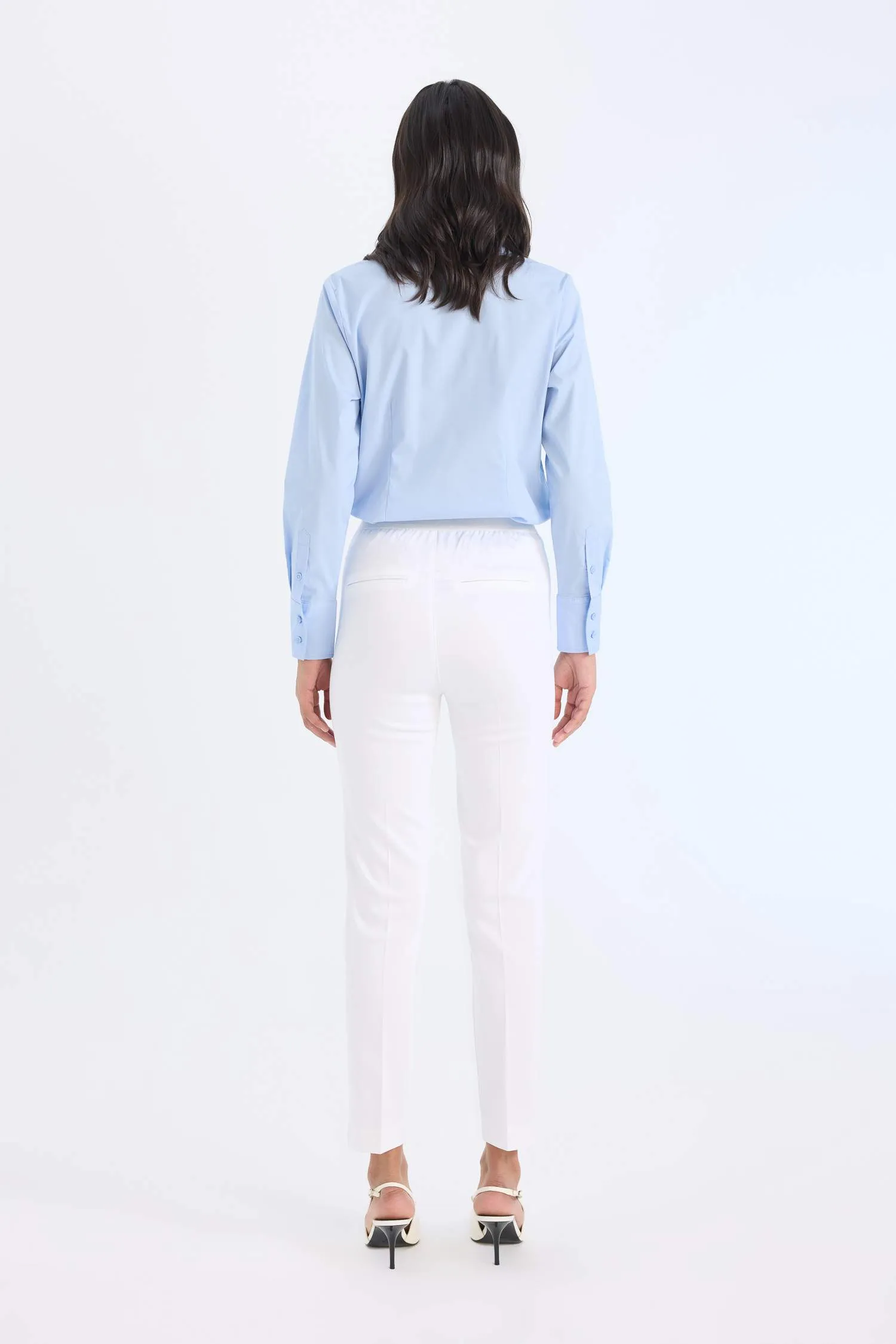 Sigaret Normal Waist Plain Leg Satin Fabric Pants