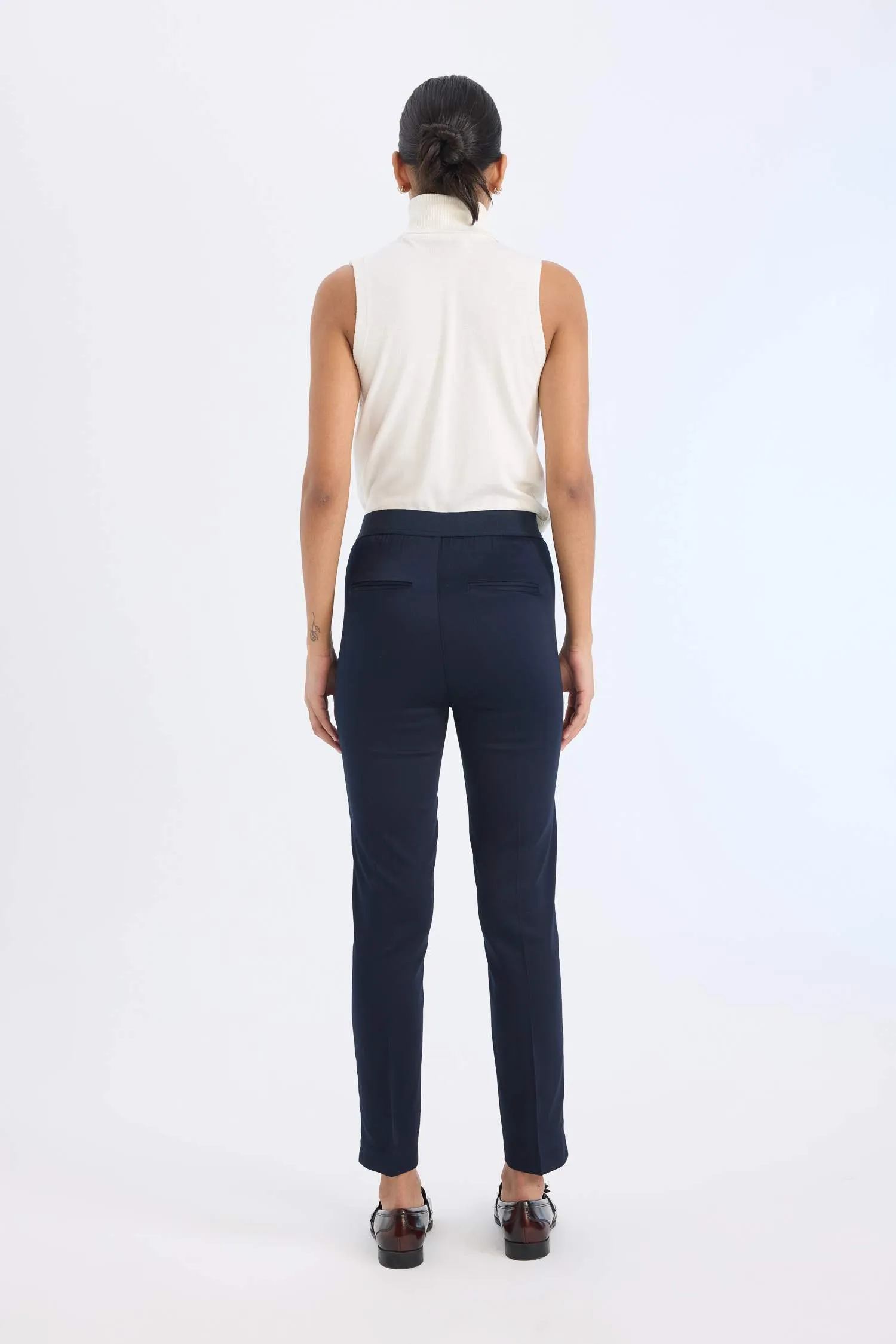 Sigaret Normal Waist Plain Leg Satin Fabric Pants