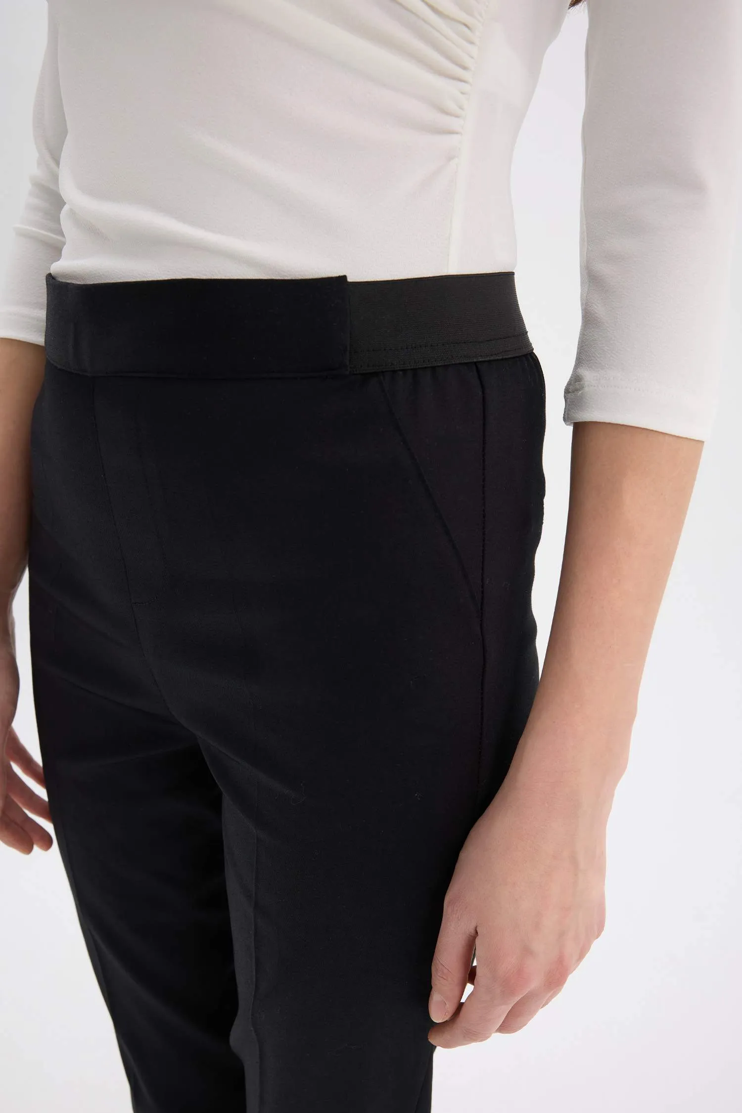 Sigaret Normal Waist Plain Leg Satin Fabric Pants