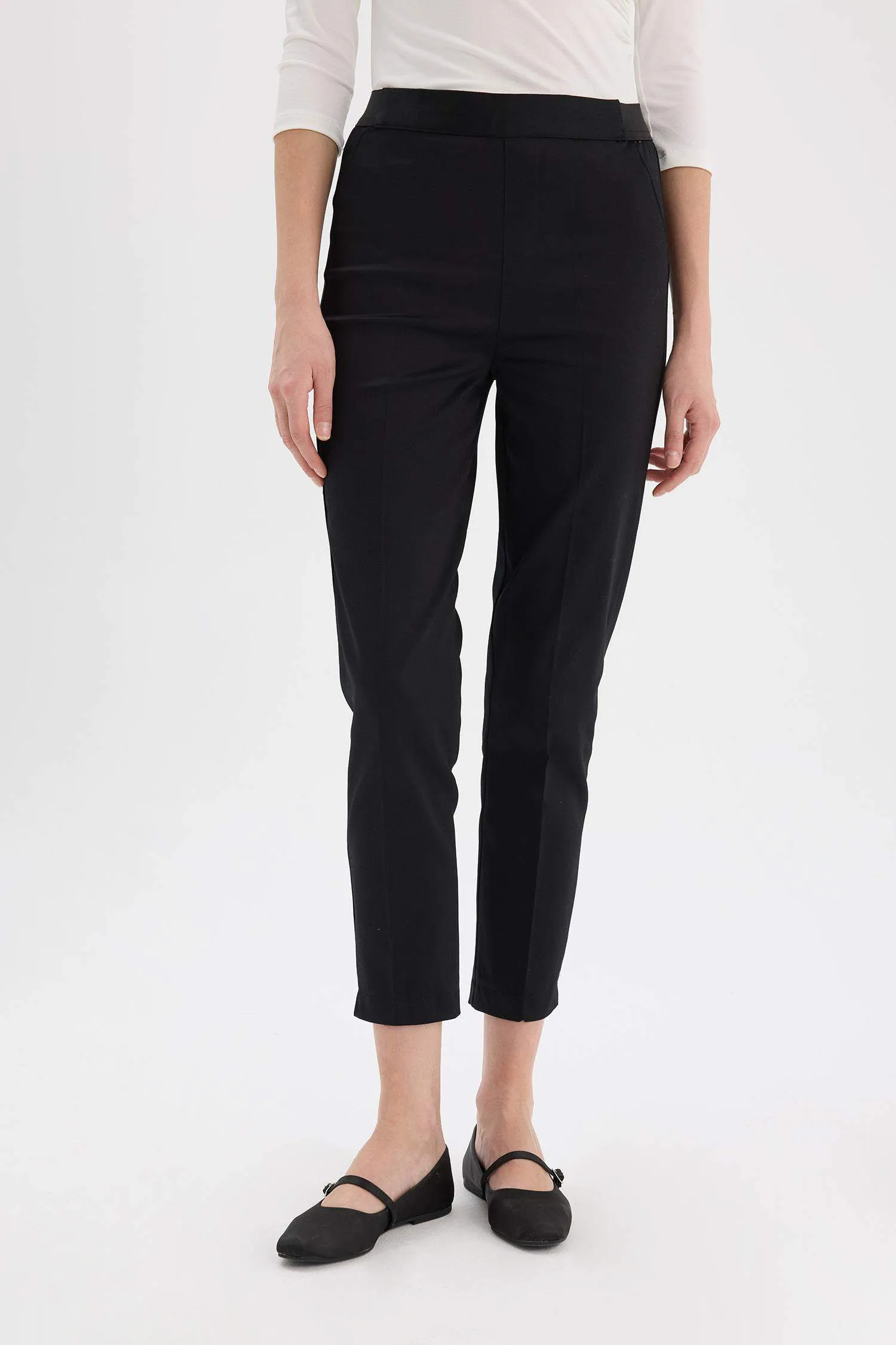 Sigaret Normal Waist Plain Leg Satin Fabric Pants