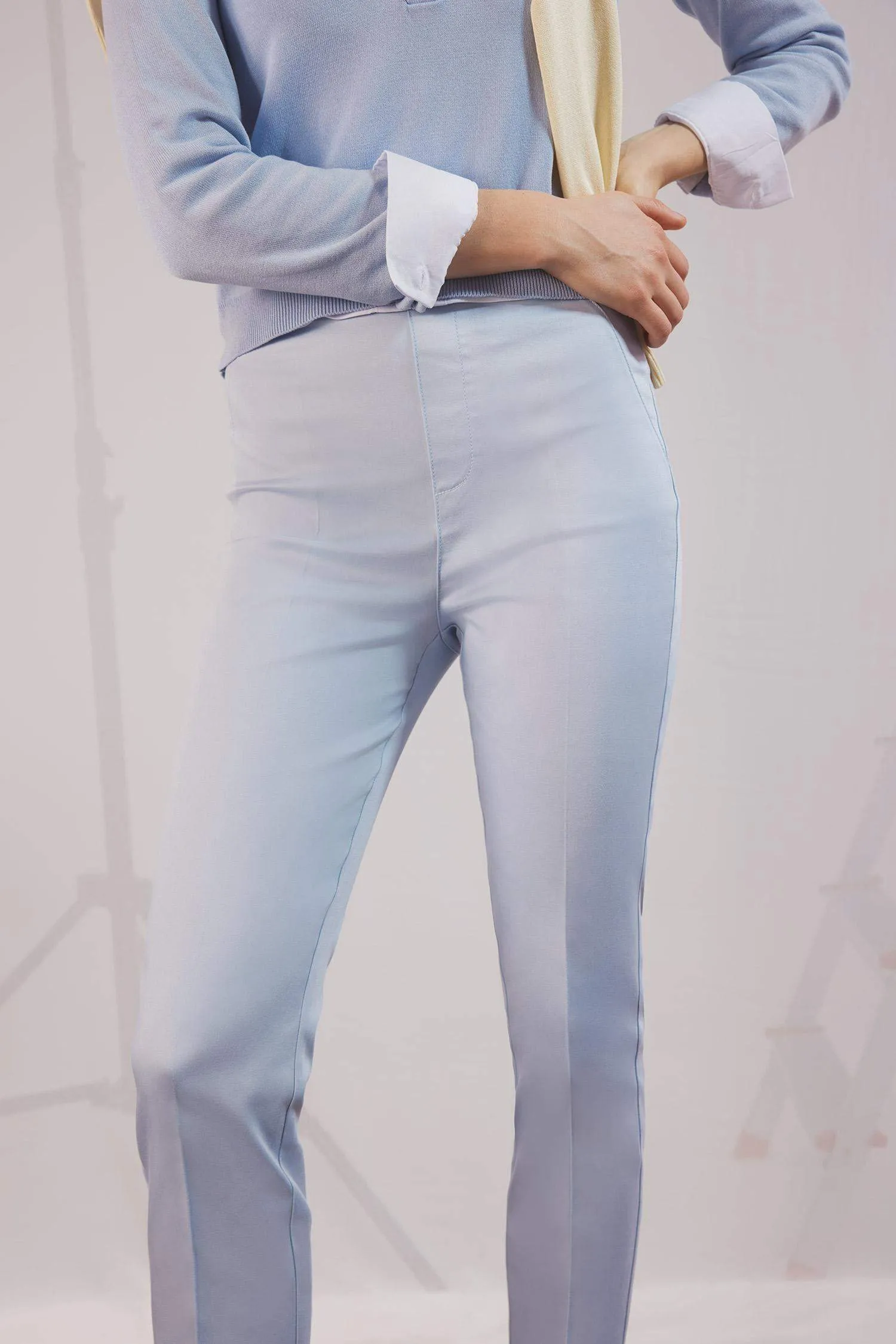 Sigaret Normal Waist Plain Leg Satin Fabric Pants