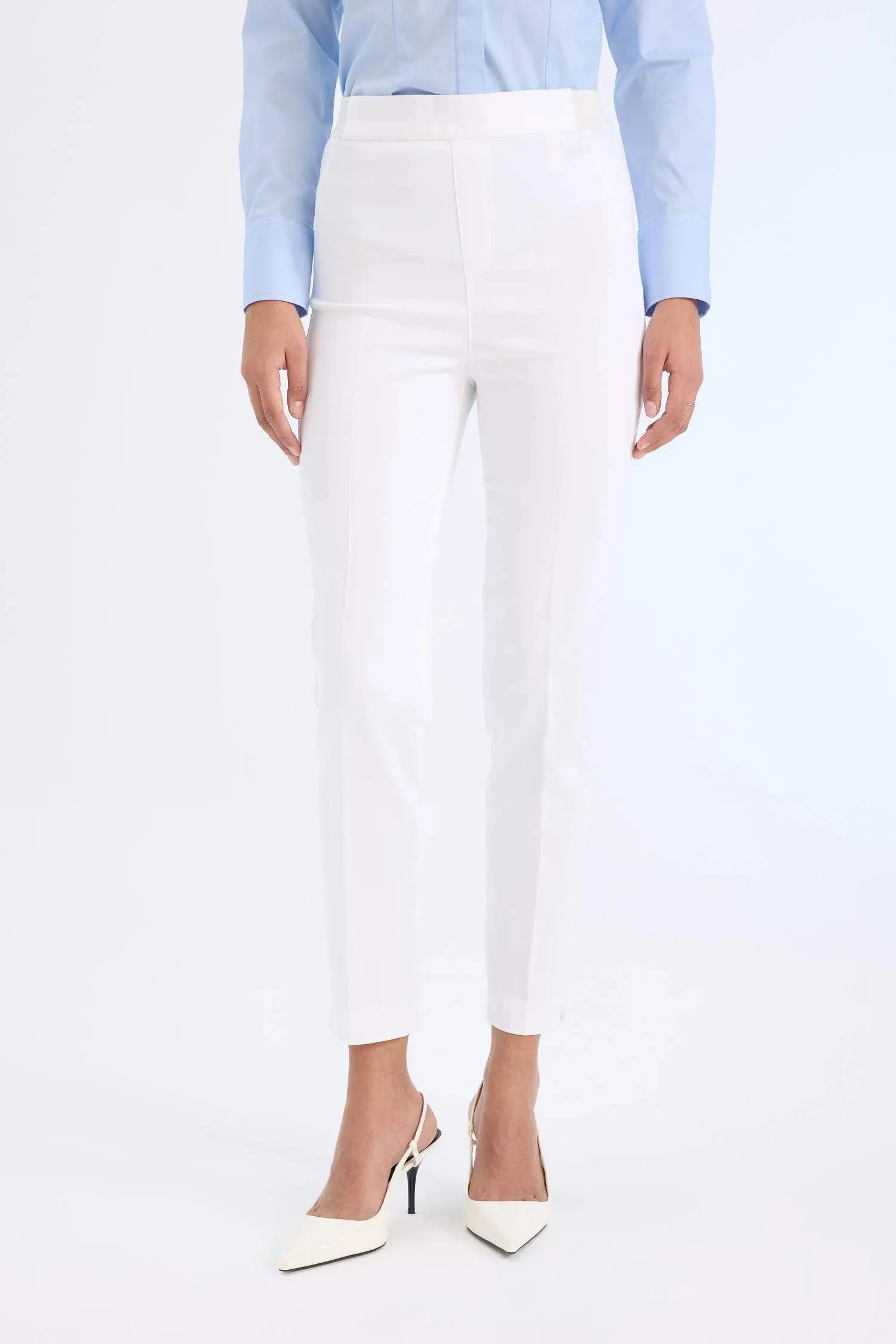 Sigaret Normal Waist Plain Leg Satin Fabric Pants