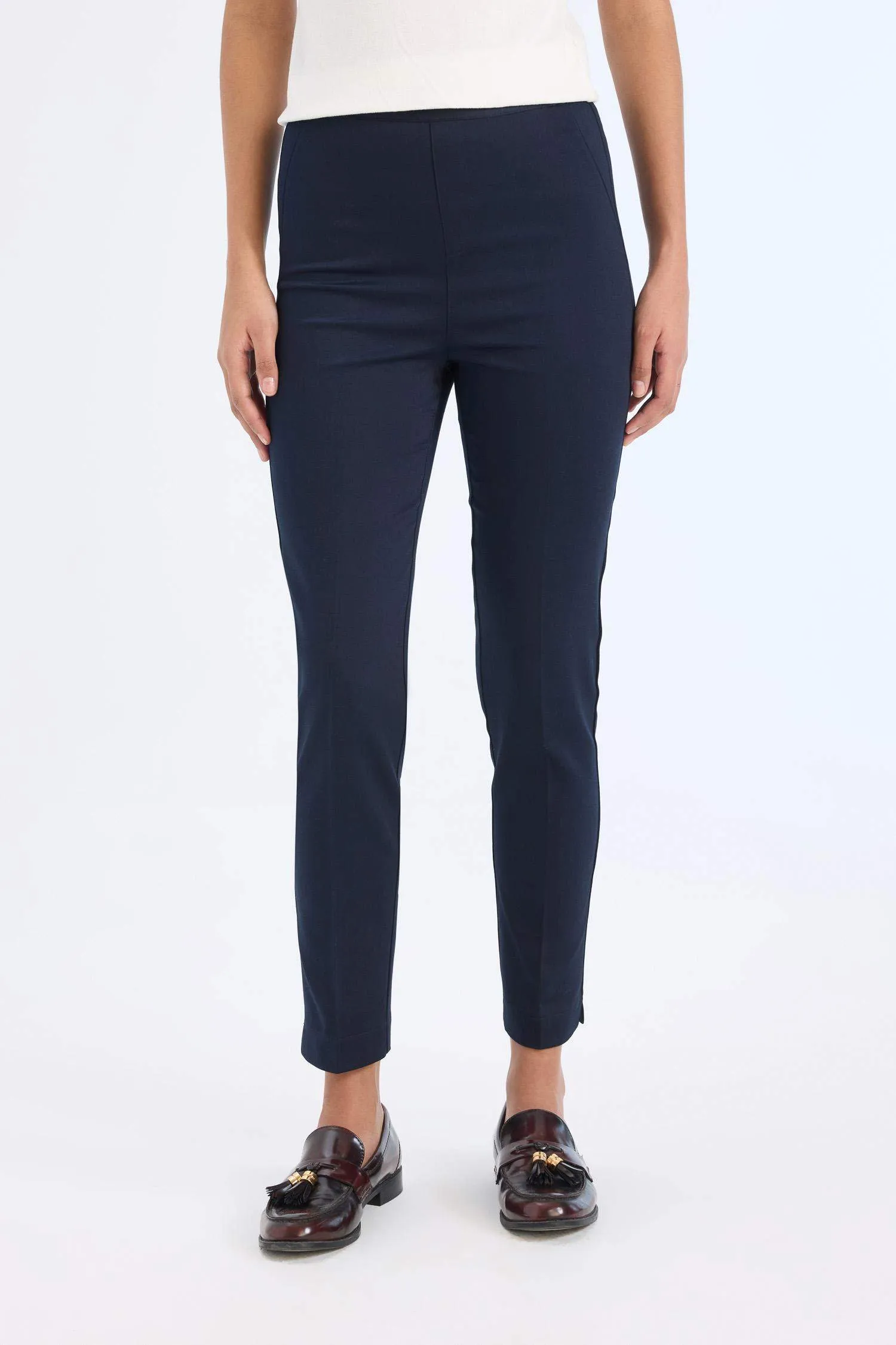 Sigaret Normal Waist Plain Leg Satin Fabric Pants