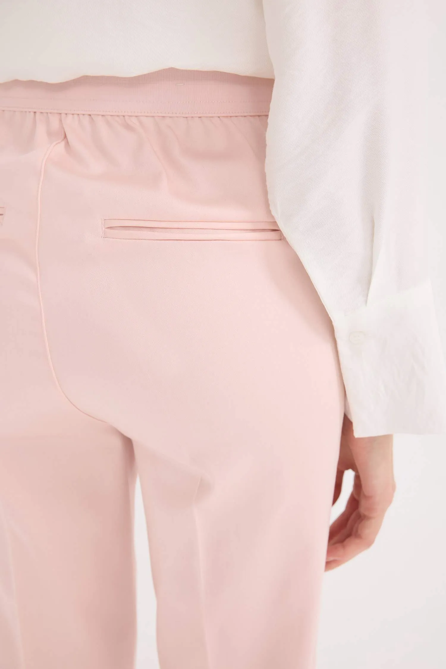 Sigaret Normal Waist Plain Leg Satin Fabric Pants