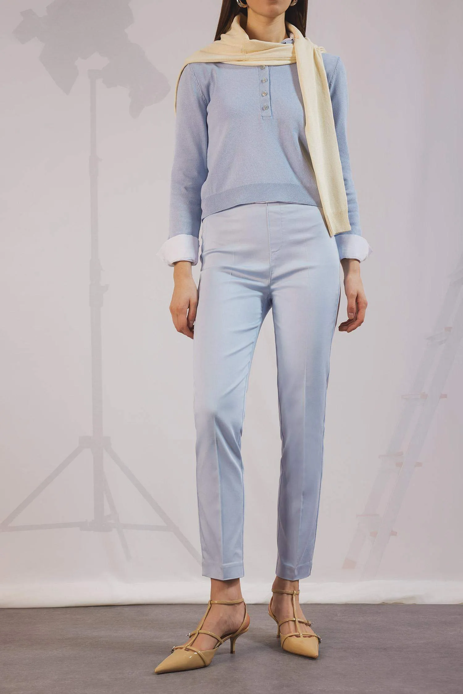 Sigaret Normal Waist Plain Leg Satin Fabric Pants