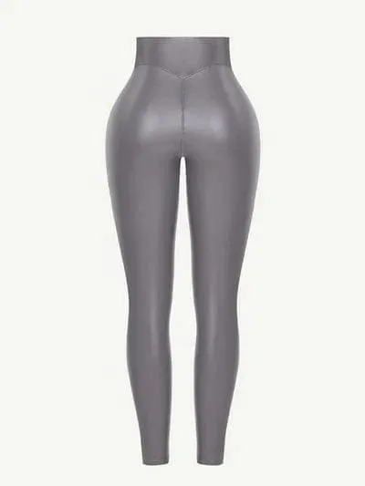 Silver Shapewear Mid-Waist Sauna Yoga Sports Legging Pants
