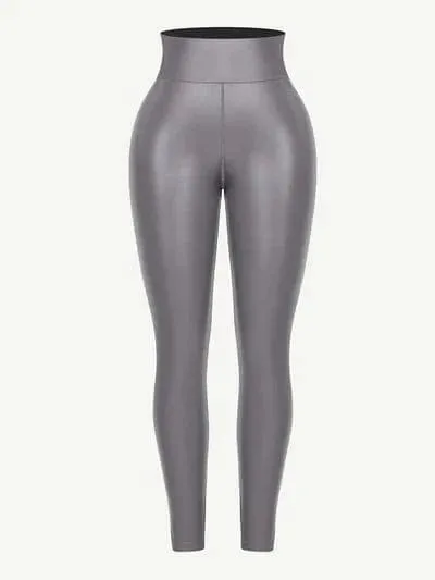 Silver Shapewear Mid-Waist Sauna Yoga Sports Legging Pants