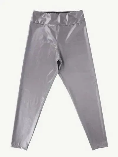 Silver Shapewear Mid-Waist Sauna Yoga Sports Legging Pants