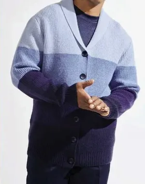 Silver Silk Pattern Cardigan - Navy 82305