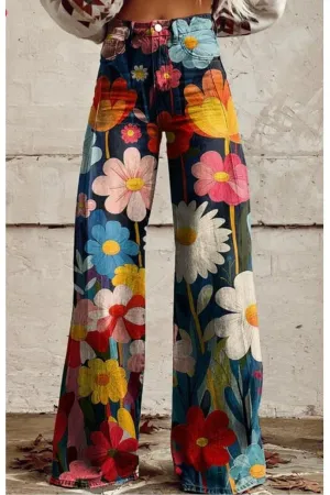 Skinny colorful flowered Loose Pant